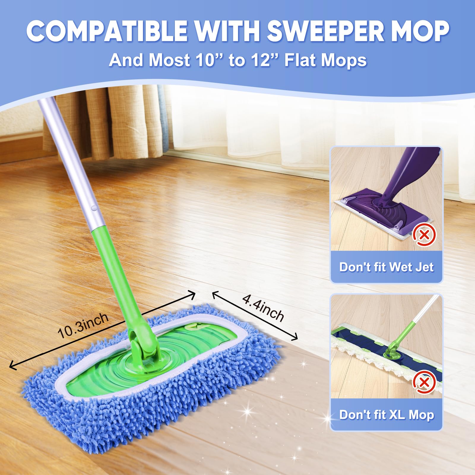 6 Pack Reusable Mop Pads Compatible with Swiffer Sweeper (6 Count)