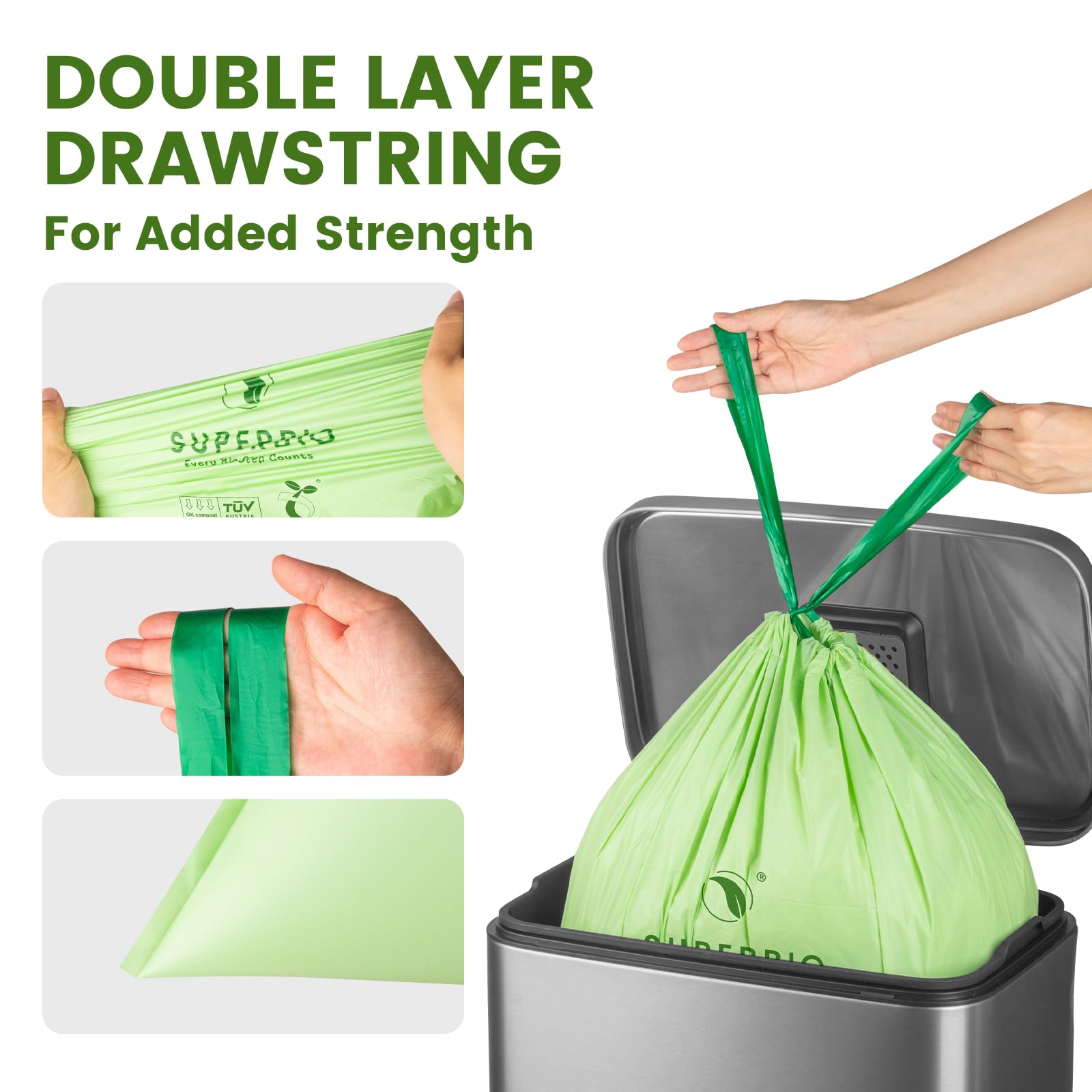 4 Gallon Compostable Drawstring Food Scrap Bags (40 Count)