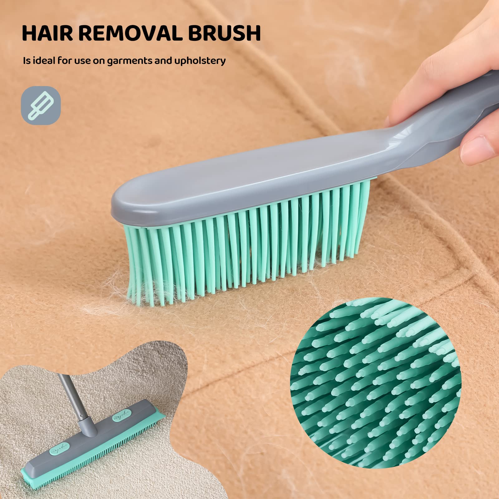 Rubber Broom Carpet Rake for Pet Hair
