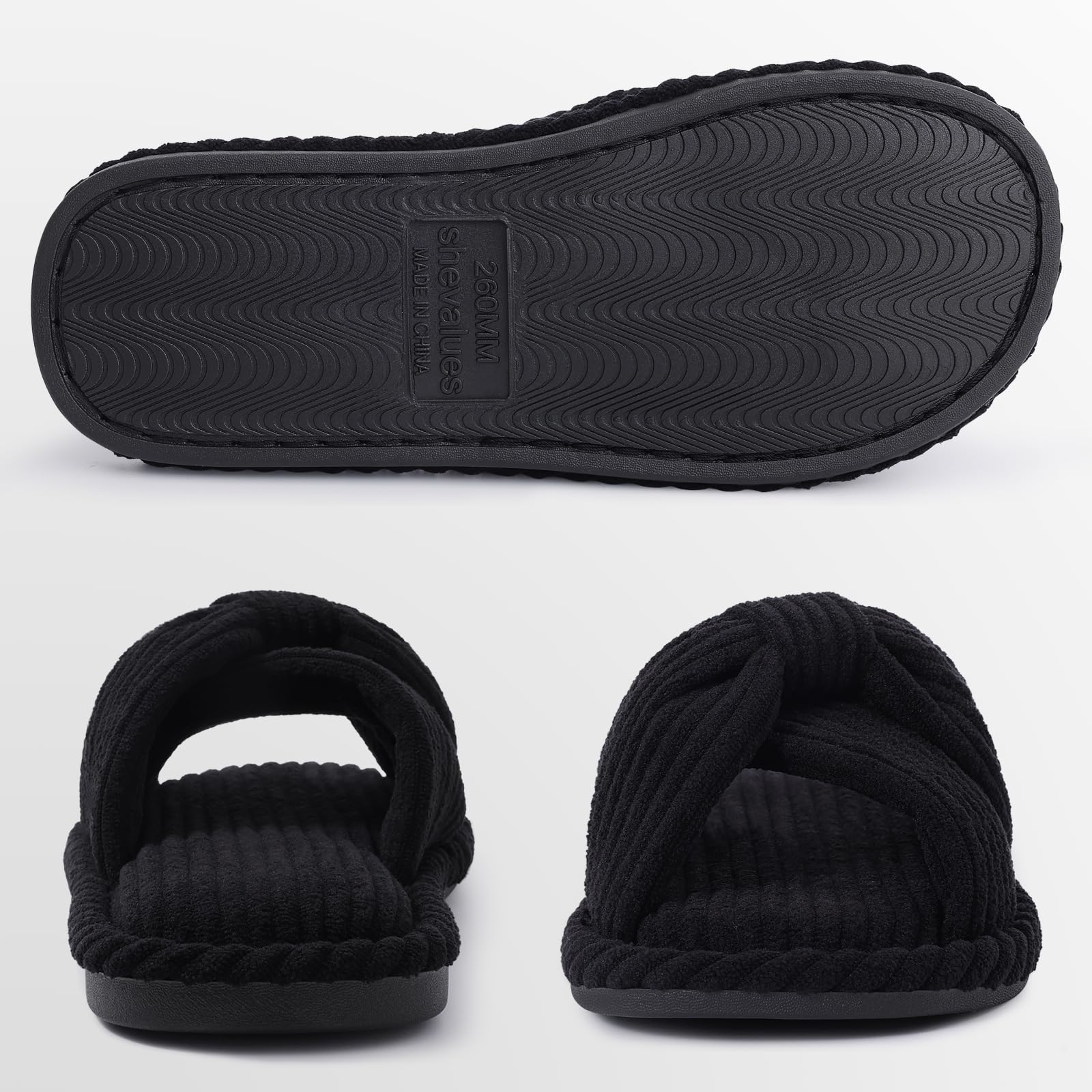 Summer House Slippers for Women Corduroy Open Toe Indoor Slippers