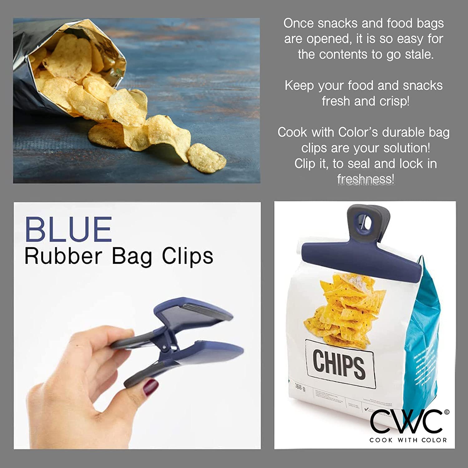 Food Clips Wide Heavy Duty Chip Clips (4 Count)