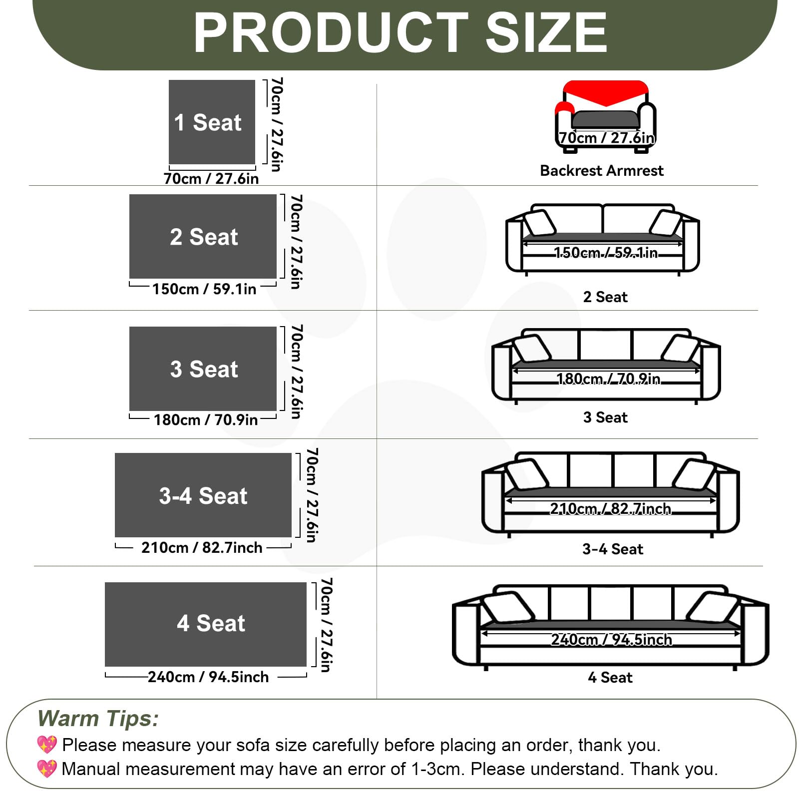 All Seasons Sofa Covers for 3 Cushion Couch Washable (3 Ounce)