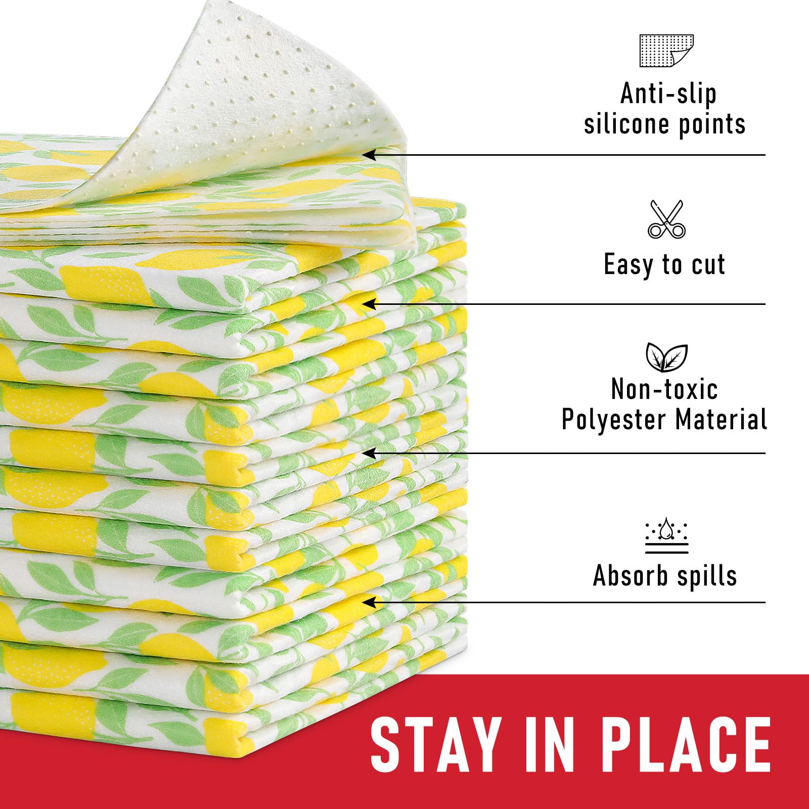 12 Pack Polyester Shelf Liners for Kitchen Cabinets (424.8 sq inches)