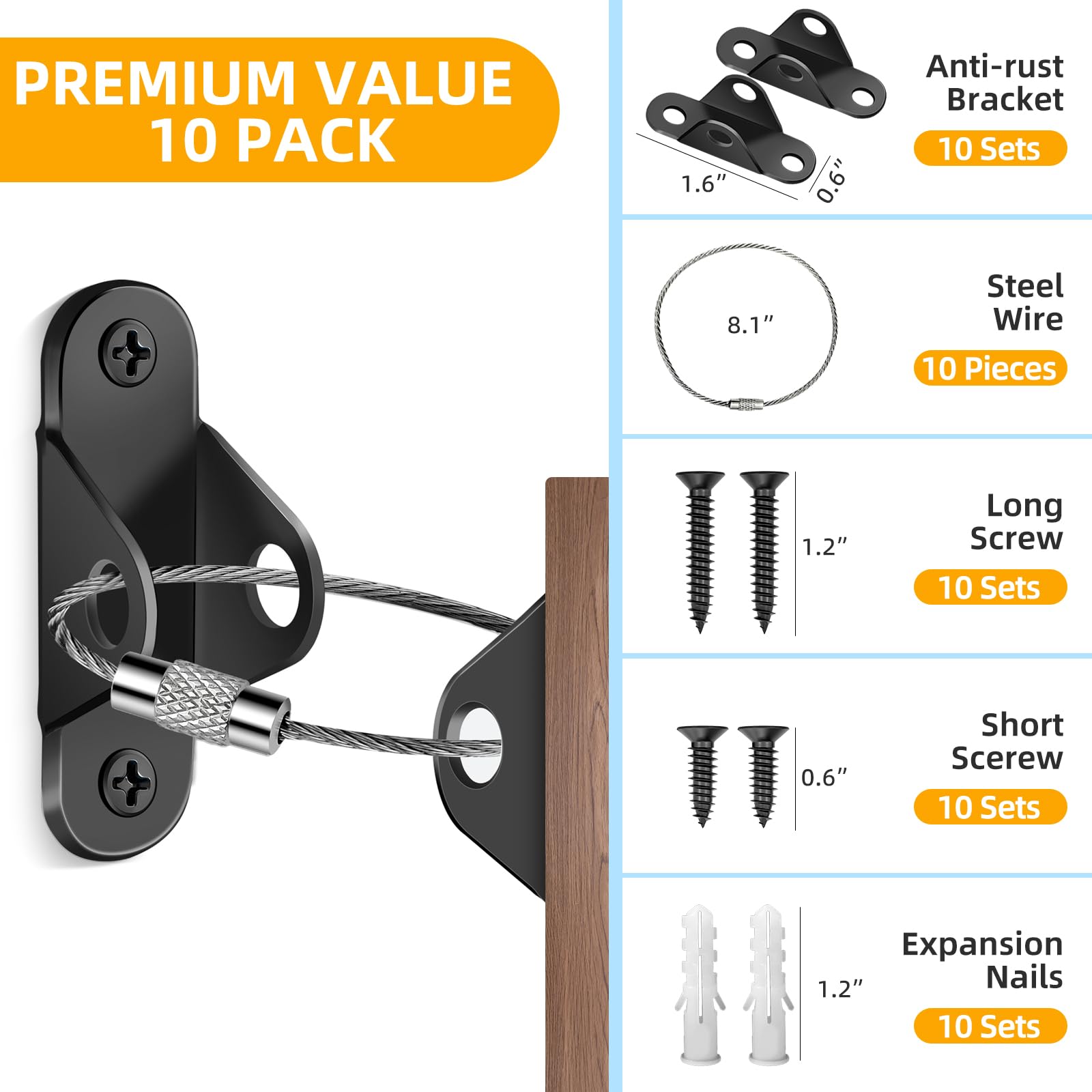 Furniture Anchors Hidden Metal Anti Tip Kit (10 Count)