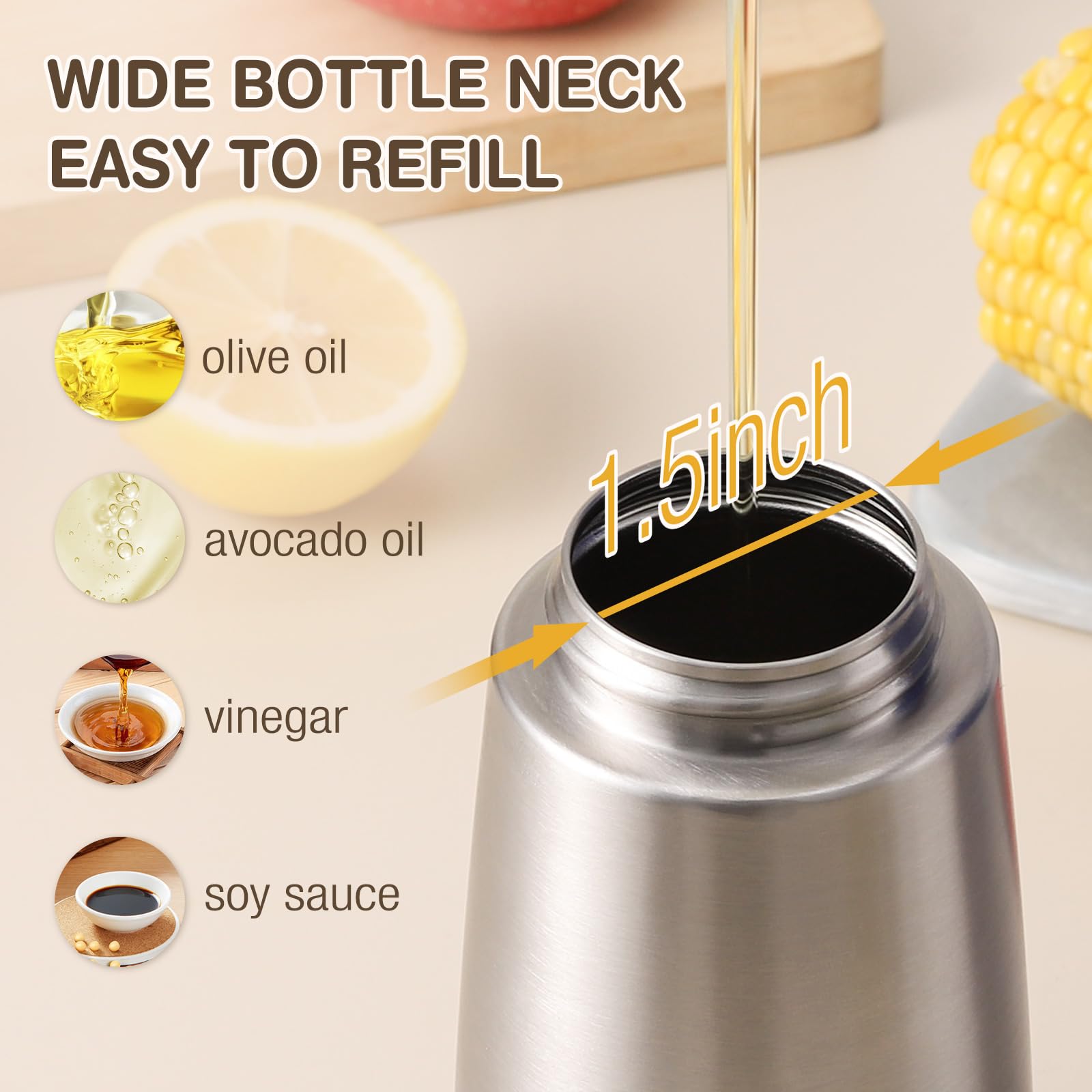 Stainless Steel Olive Oil and Vinegar Dispenser