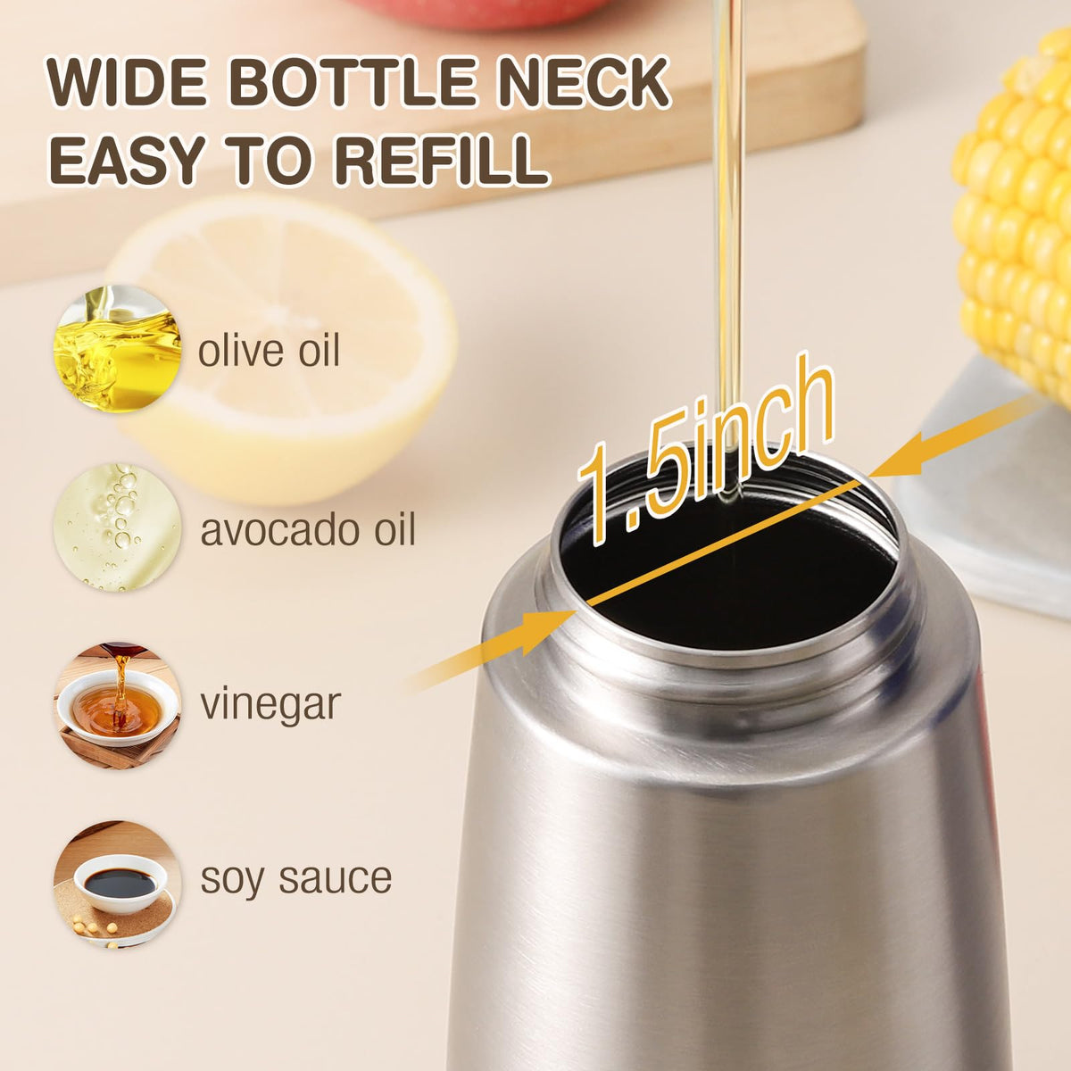 Stainless Steel Olive Oil and Vinegar Dispenser