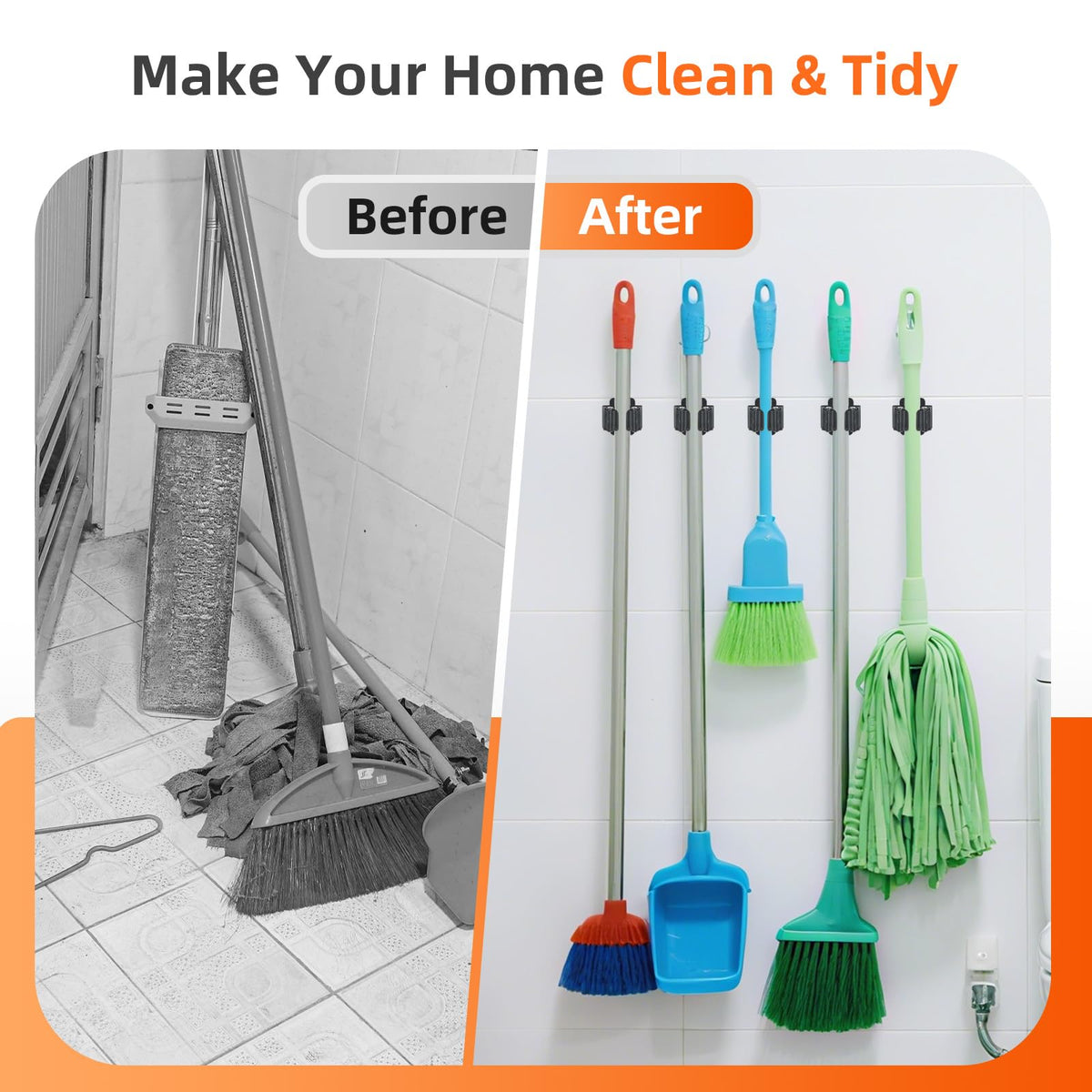 12 PCS Broom Holder Wall Mount