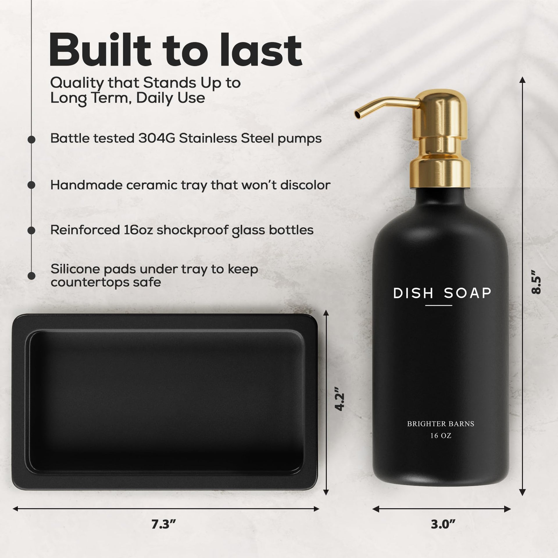 Luxury Glass Hand and Dish Soap Dispenser Set by Brighter Barns