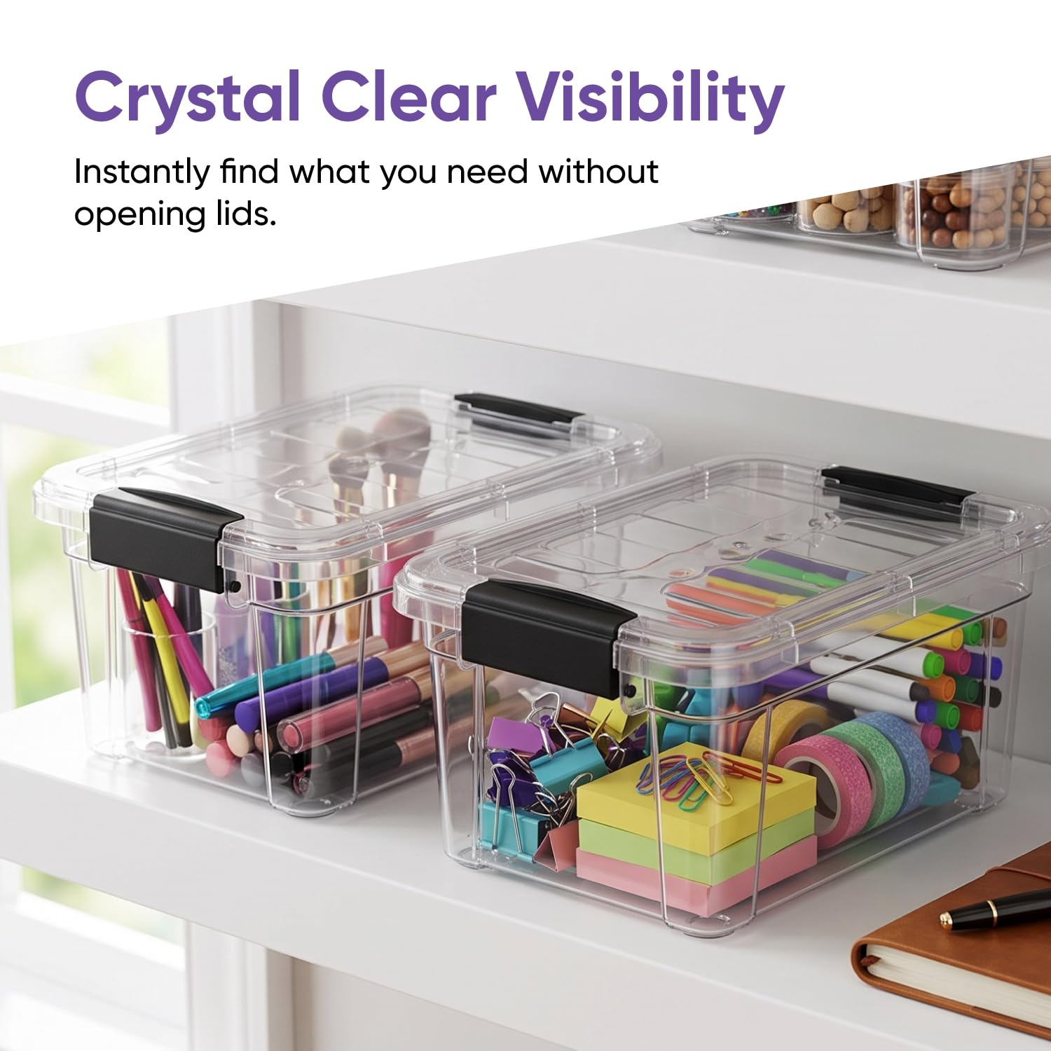 Clear Storage Boxes with Lids (5 Count)