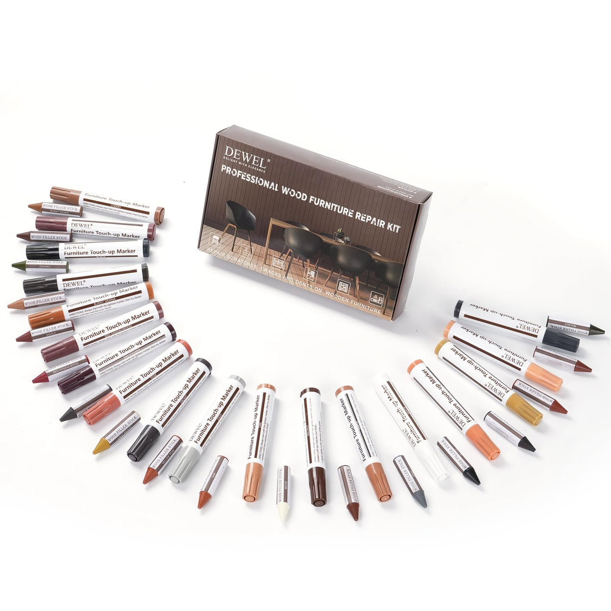 Wood Furniture Markers & Filler Sticks Repair Kit (36 Count)