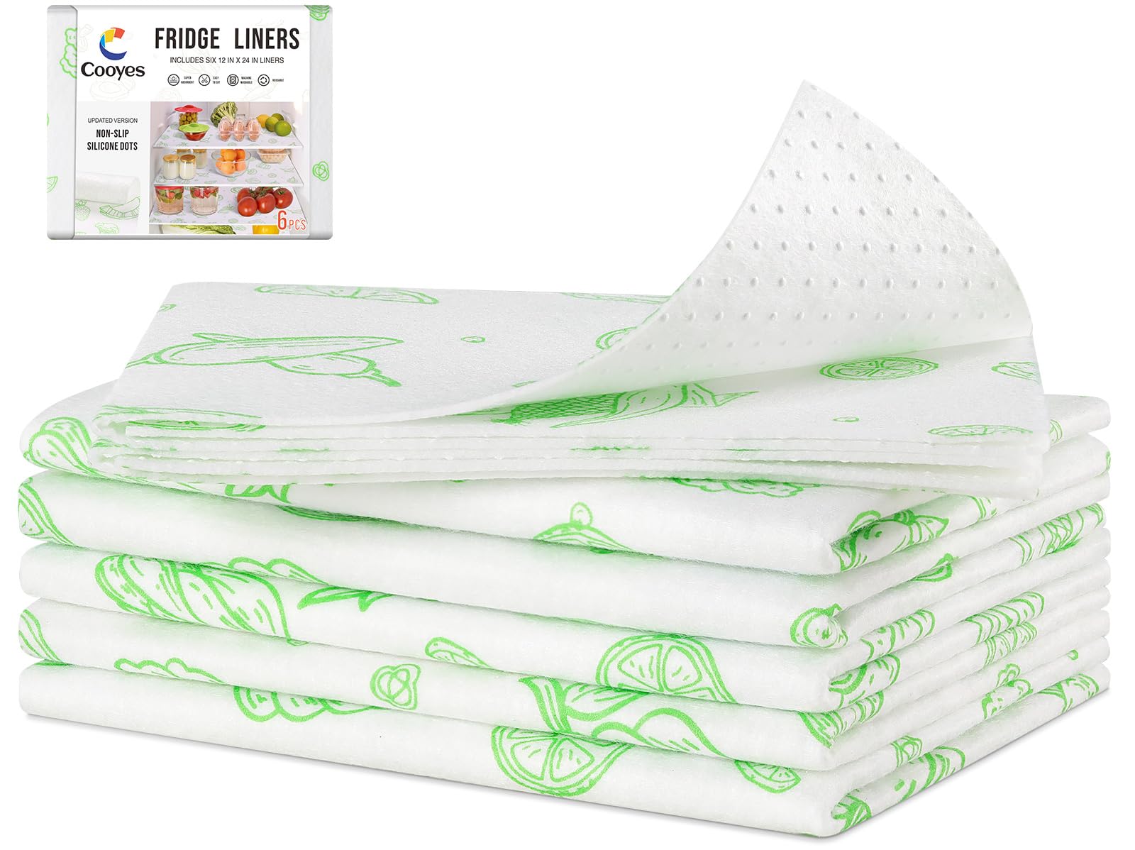 6 Pack Refrigerator Shelf Liners for French Door Fridge