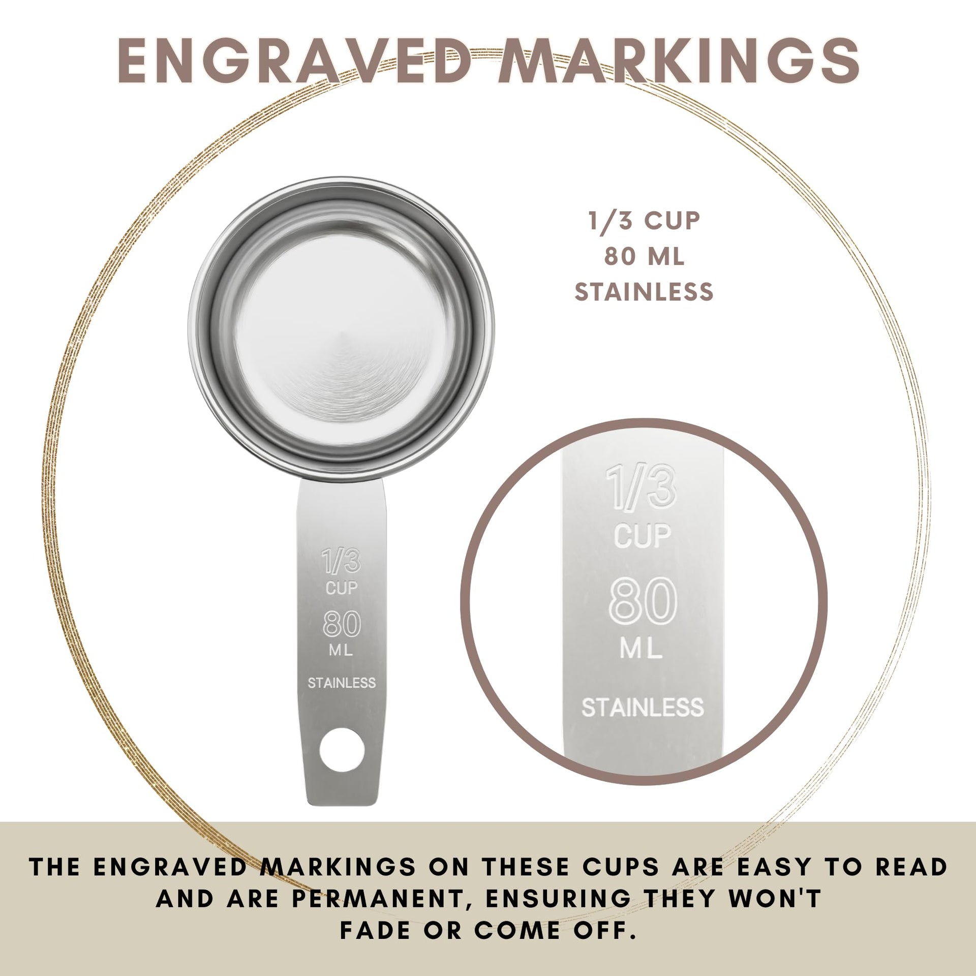 1 3 Cup Stainless Steel Measuring Cup