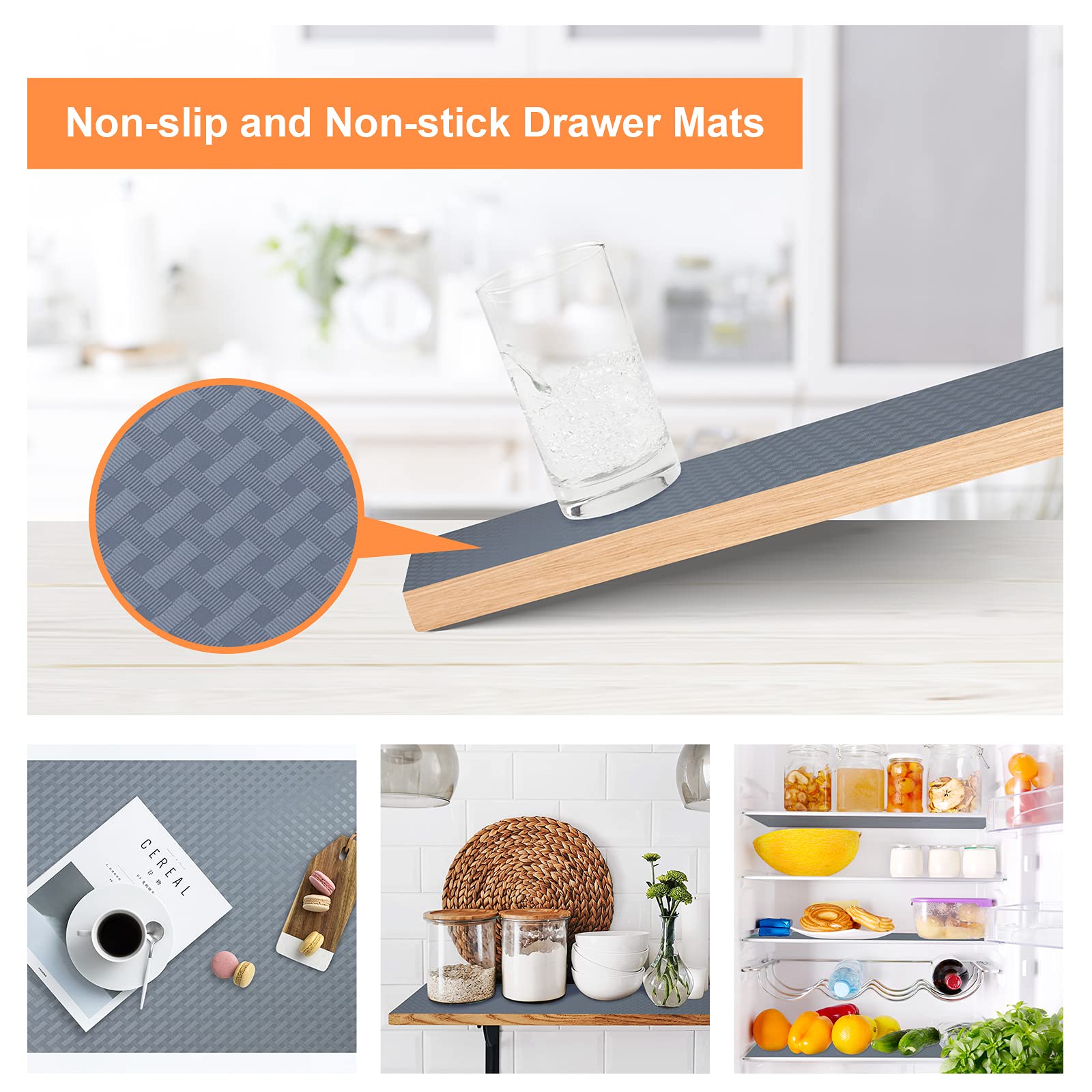 Shelf Liners for Kitchen Cabinets Refrigerator Liners Waterproof & Oil