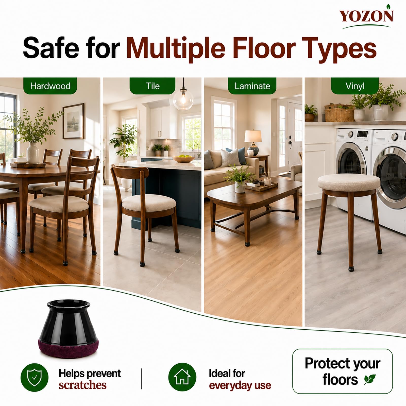 Chair Leg Floor Protectors Silicone Caps Felt Furniture Pads Covers (32 Count)