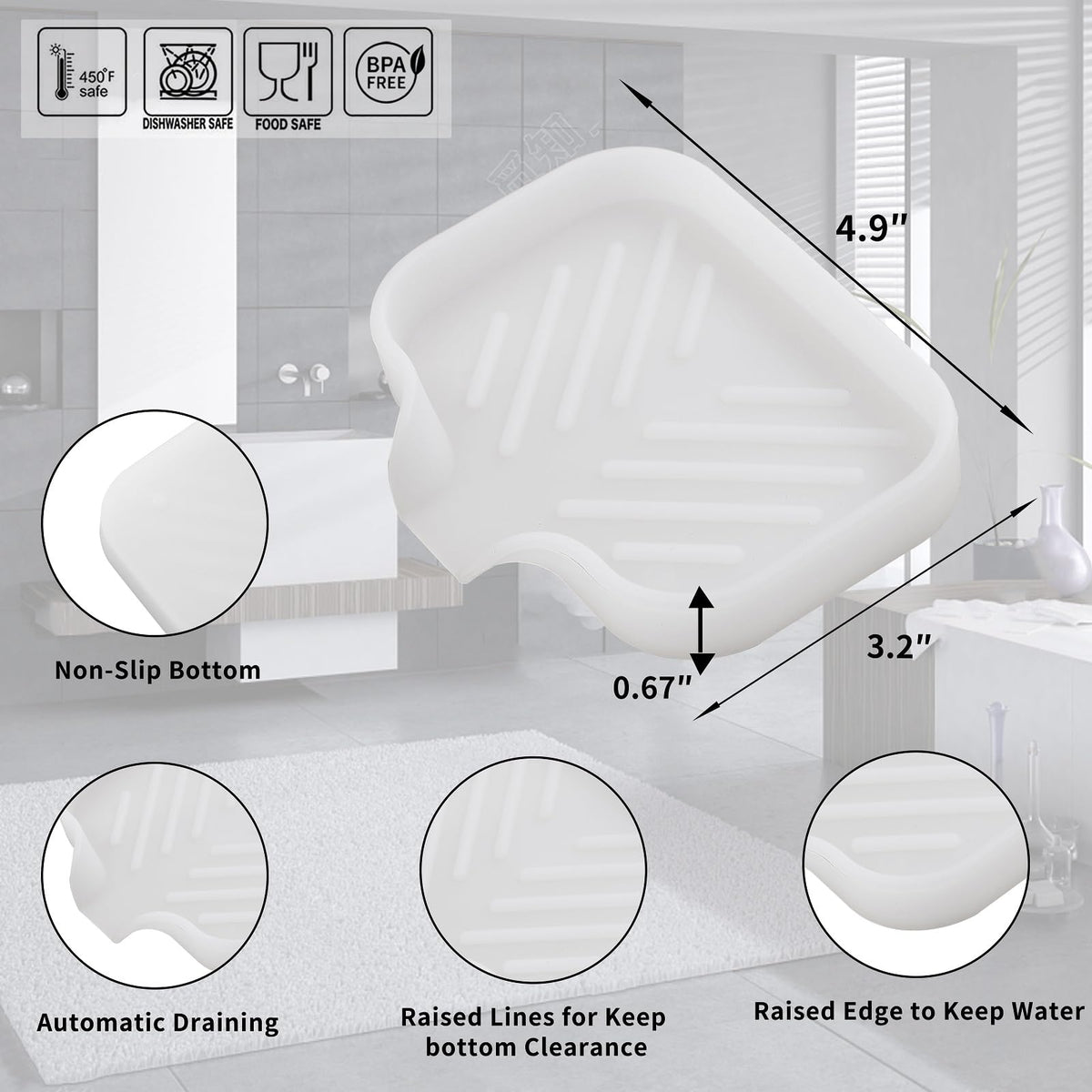 Silicone Soap Dish with Drain Spout