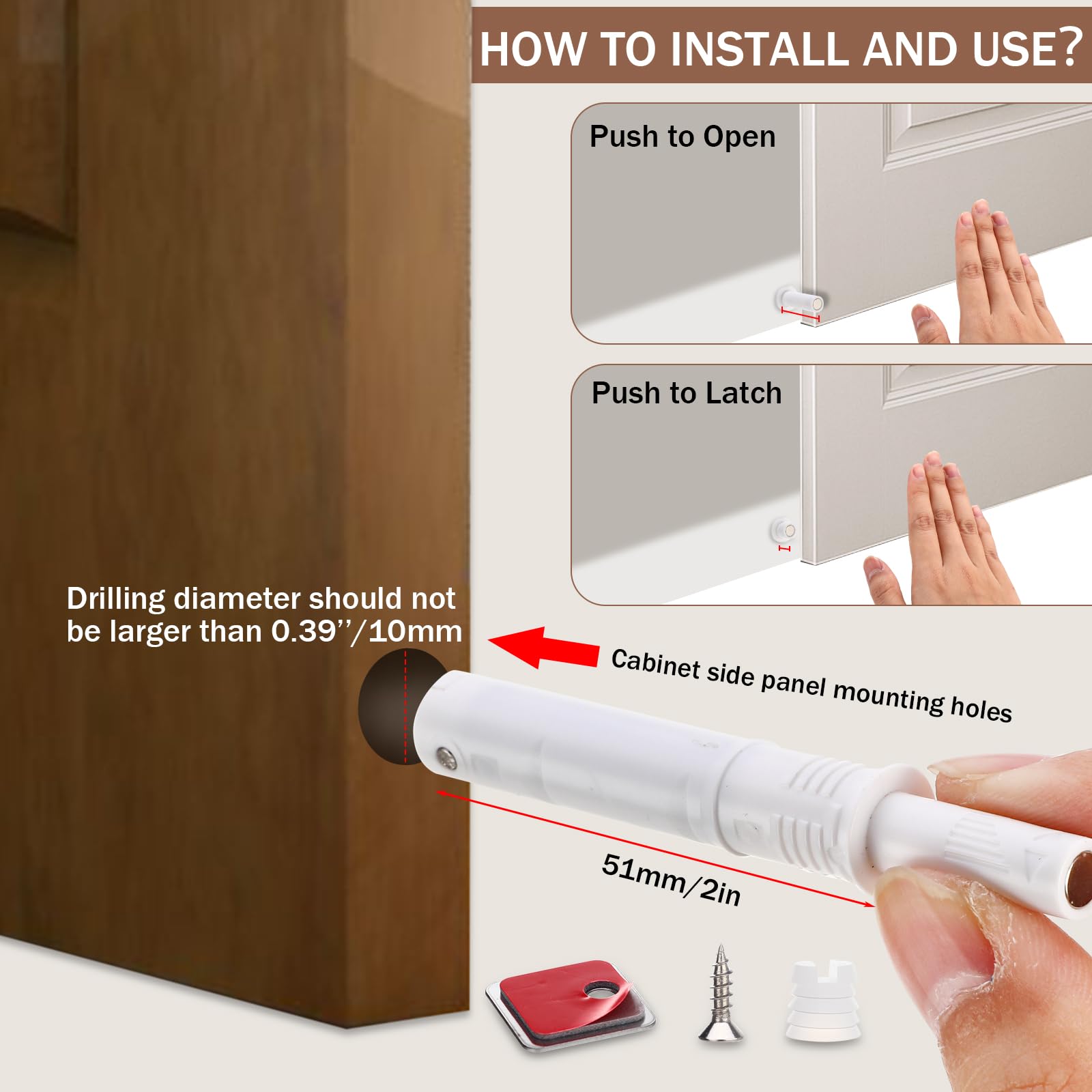 50 Pack Magnetic Push Latches Handleless Push to Open Cabinet Drawer Hardware for Kitchen (50 Count)