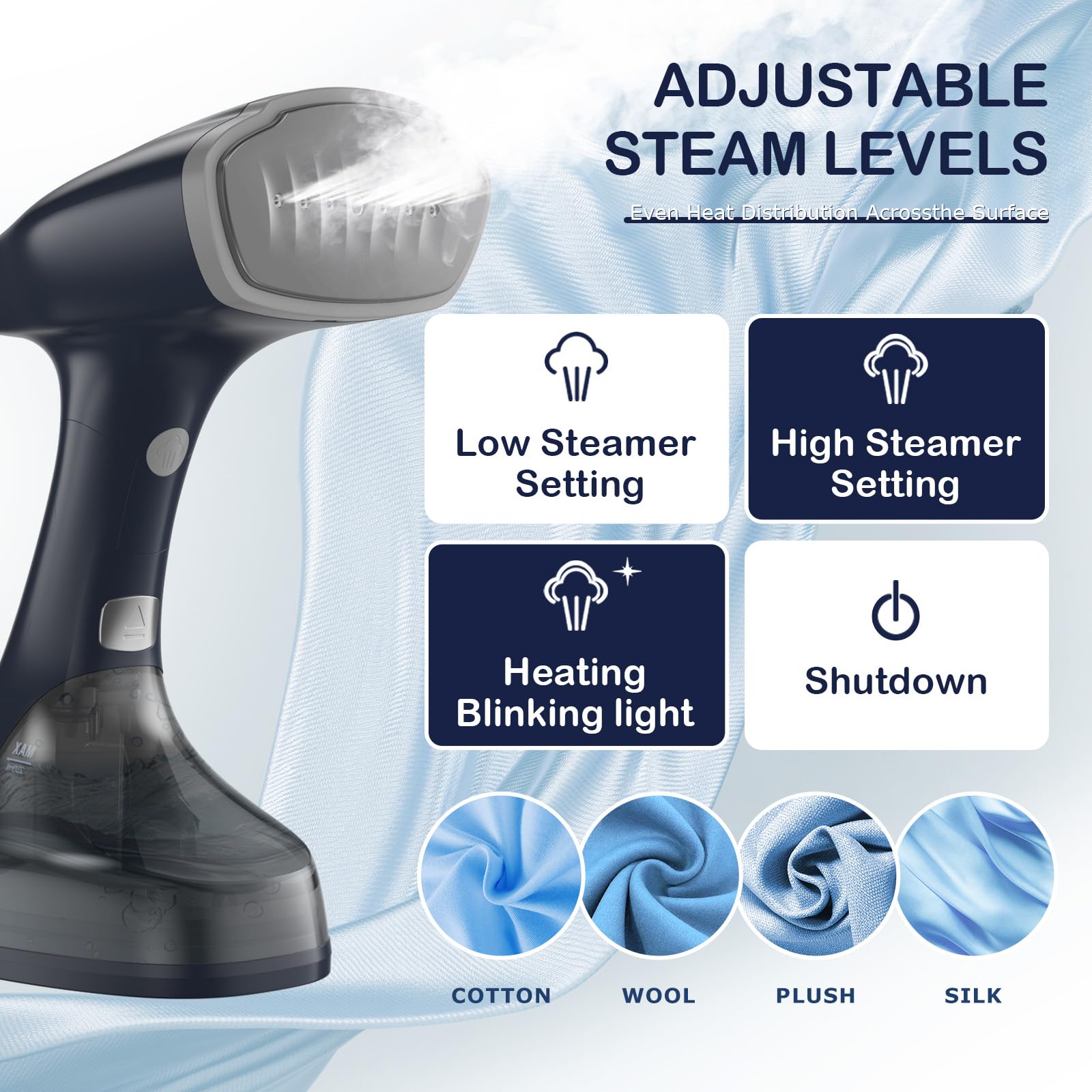 1500W Handheld Garment Steamer for Clothes with Foldable Design