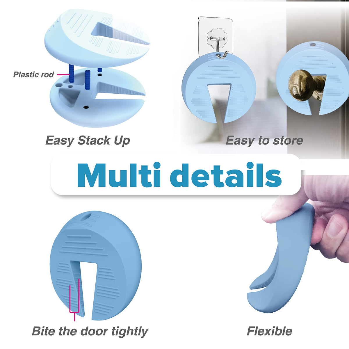 Upgraded Silicone Door Pinch Guard and Door Stoppers 2 Functions in 1 with 2 Free Hooks (2 Count)