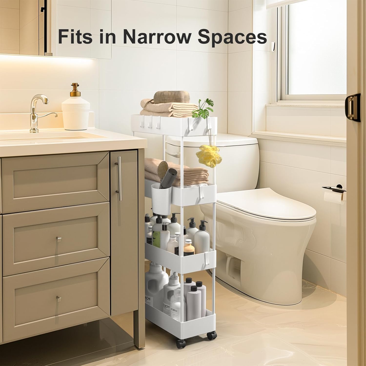 4 Tier Slim Storage Cart with Wheels