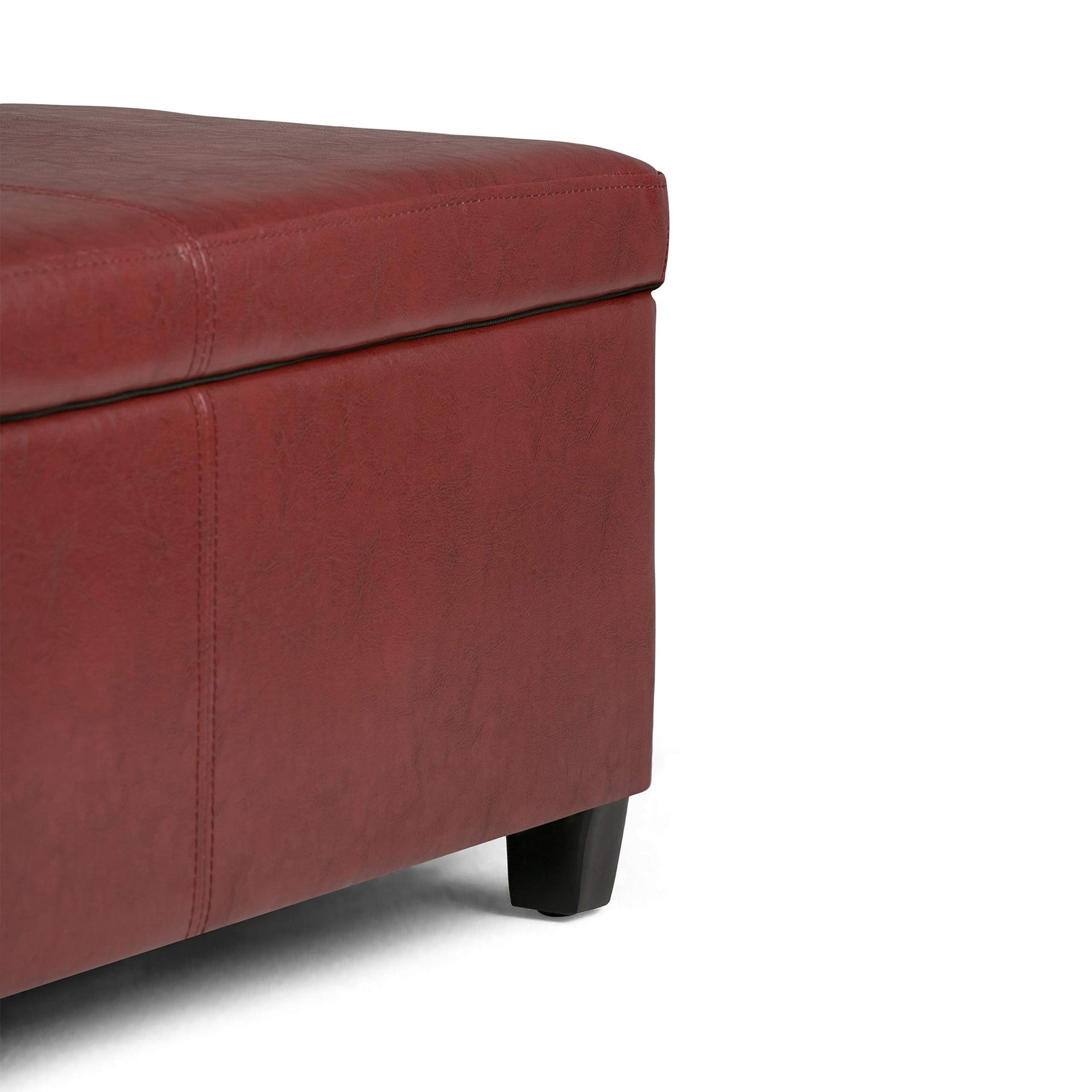 Avalon 48" Wide Vegan Leather Storage Ottoman in Red