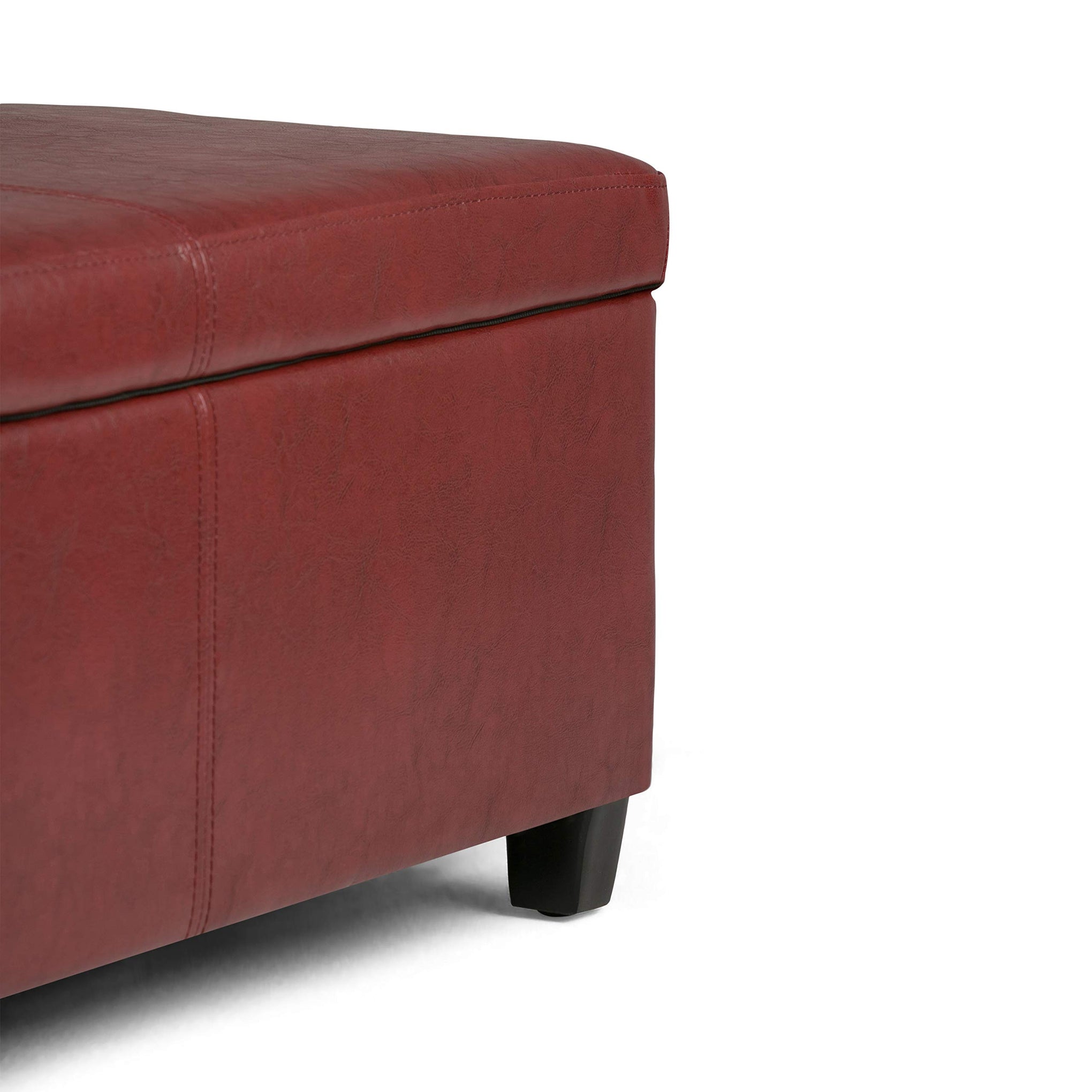 Avalon 48" Wide Vegan Leather Storage Ottoman in Red