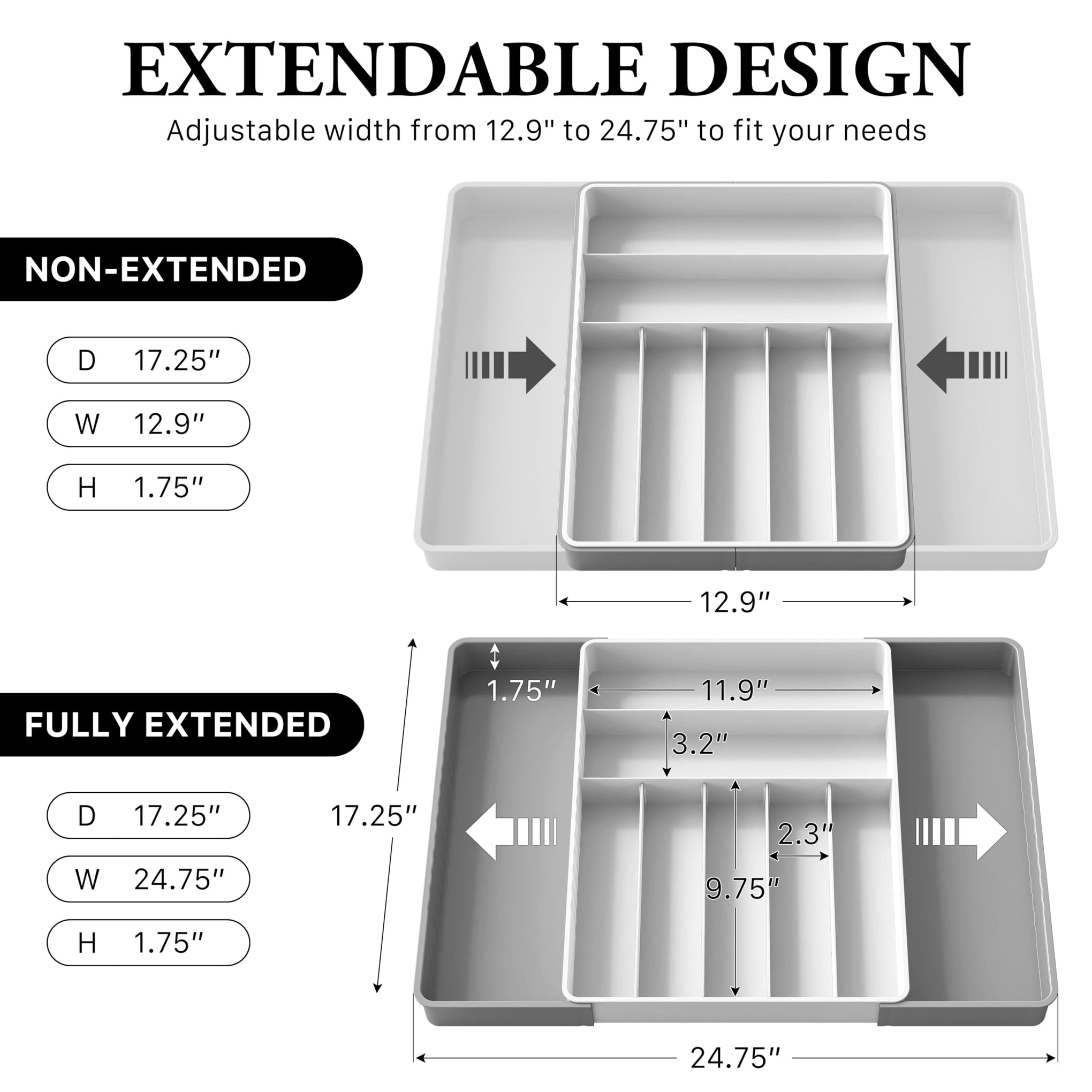 Expandable Kitchen Drawer Flatware Organizer