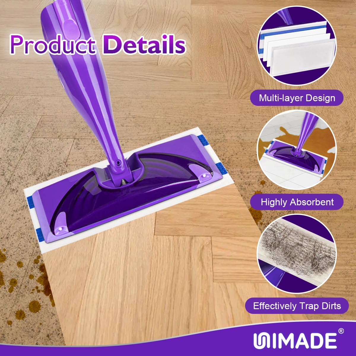 100 Count Mop Pad Refill Compatible with Swiffer WetJet