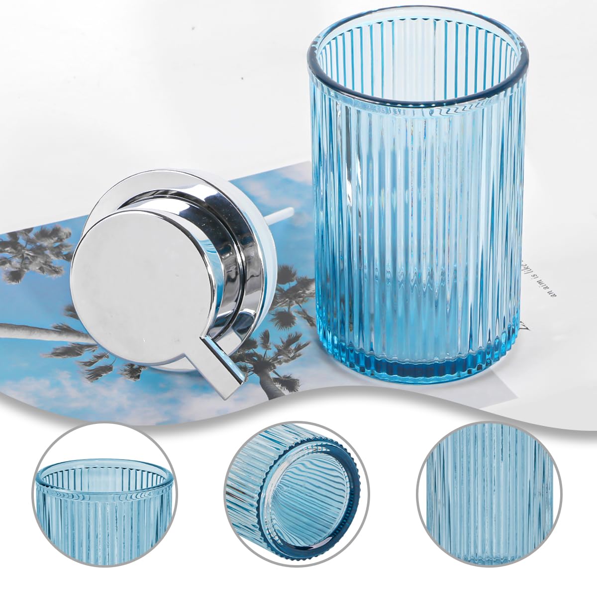Foaming Soap Dispenser Bathroom Blue Glass Foam Hand Soap Dispenser