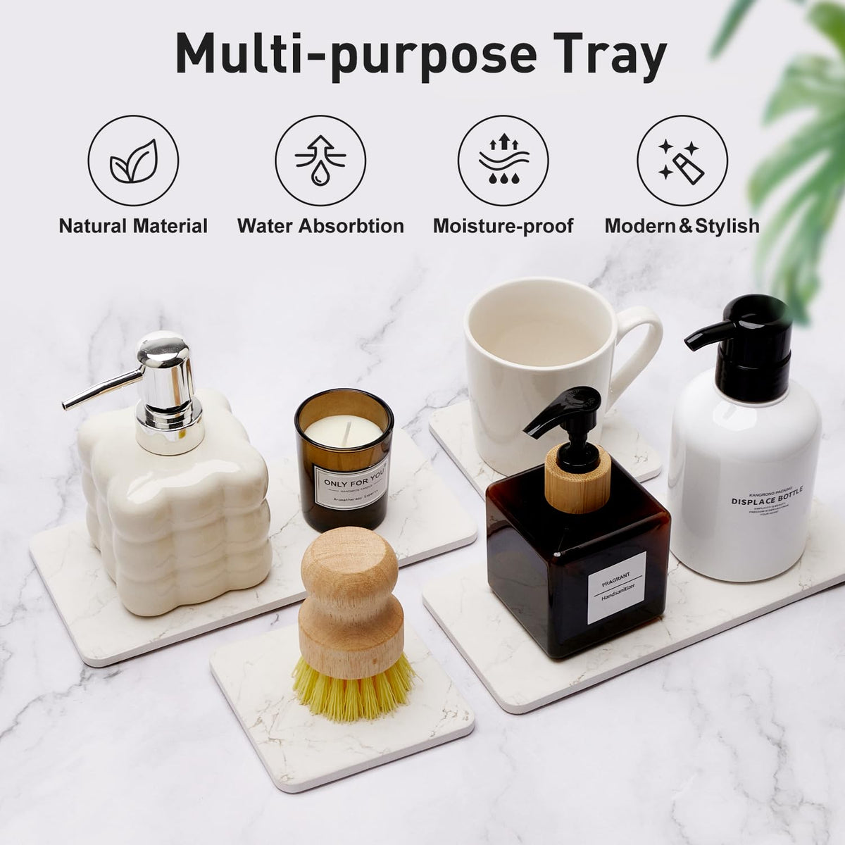 4 Water Absorbing Stone Drying Tray Bathroom Sink Kitchen Counter Soap Dish