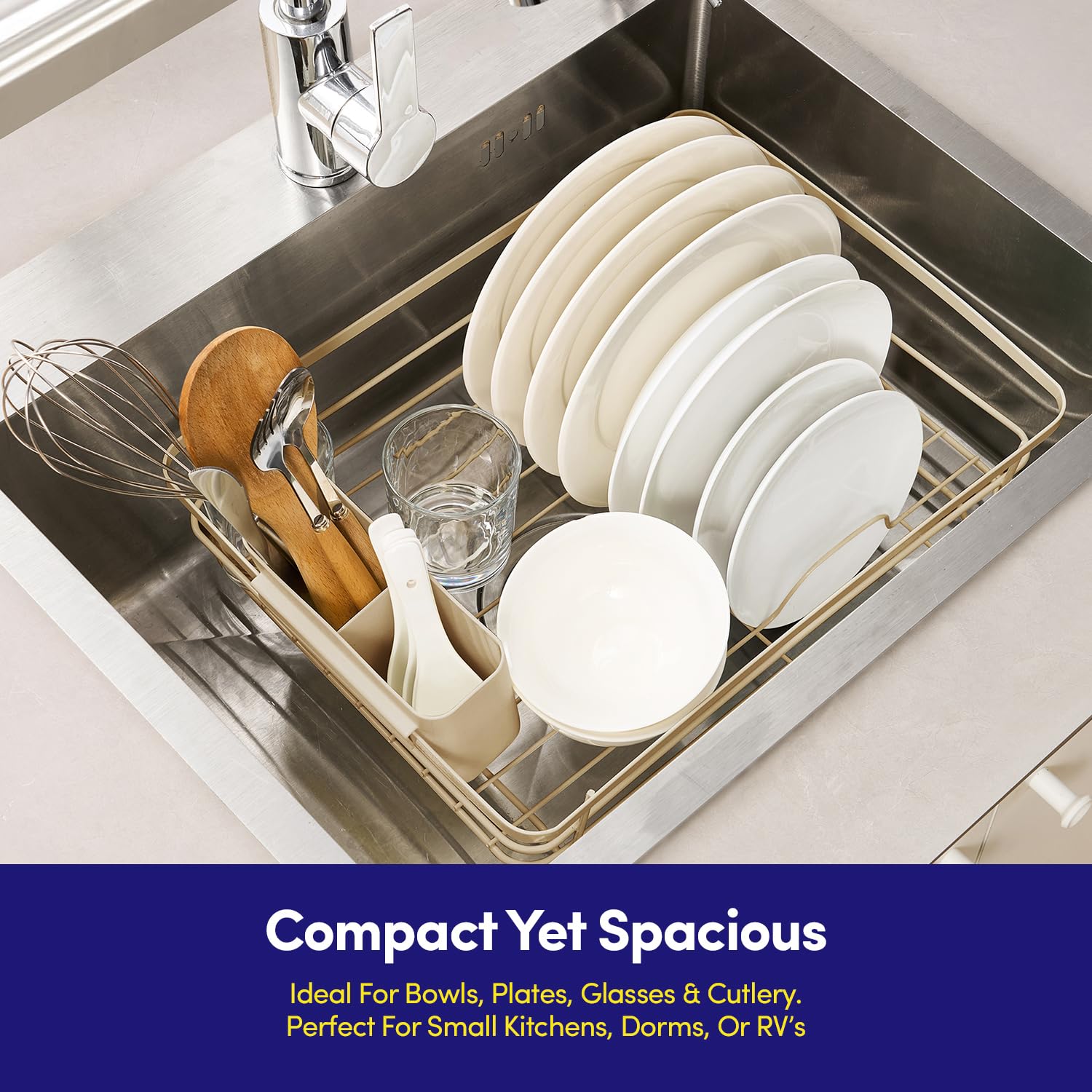 Dish Drying Rack 3 Piece Dish Drainer with Drainboard Set for Kitchen Counter