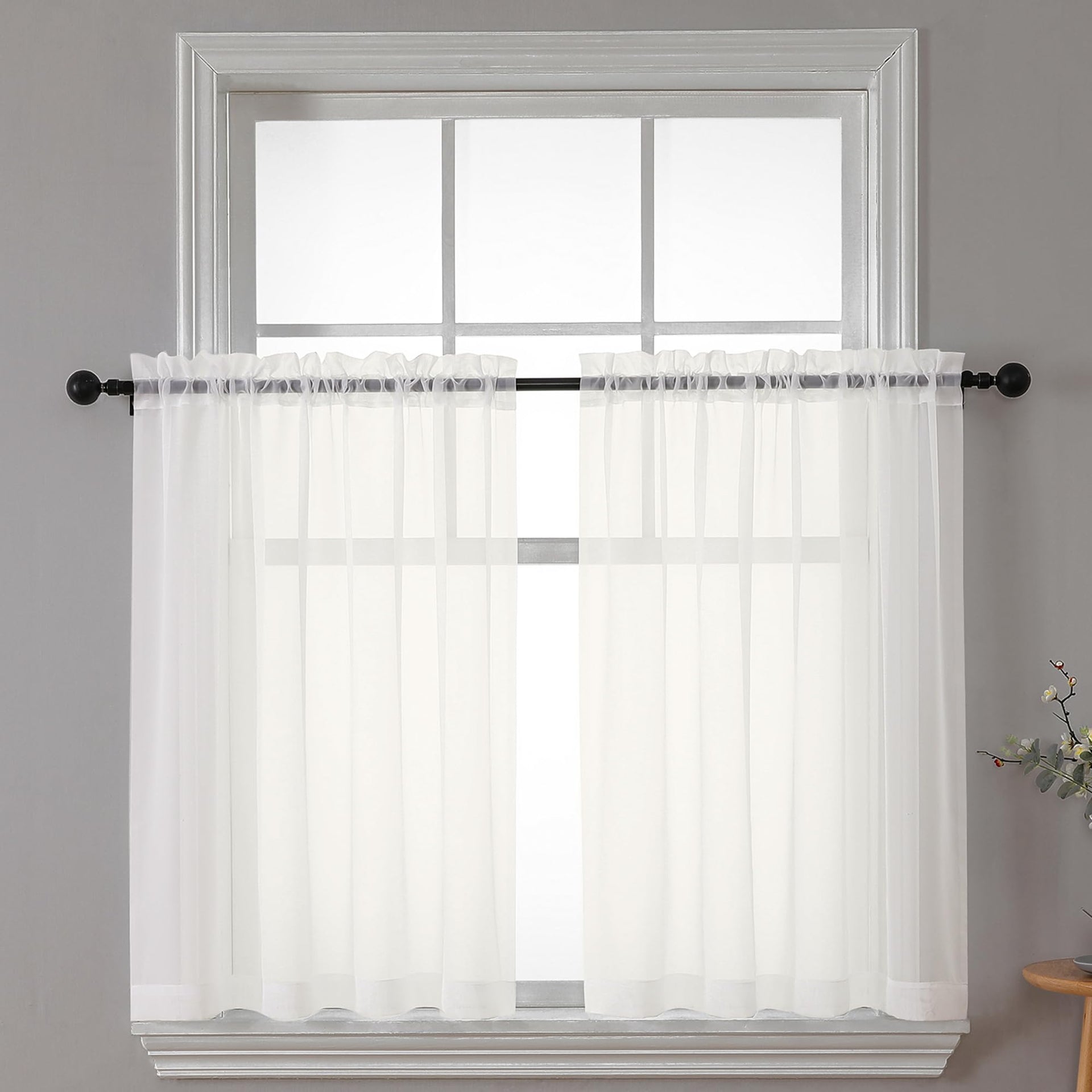 Sheer Curtains Tiers 2 Pieces Set