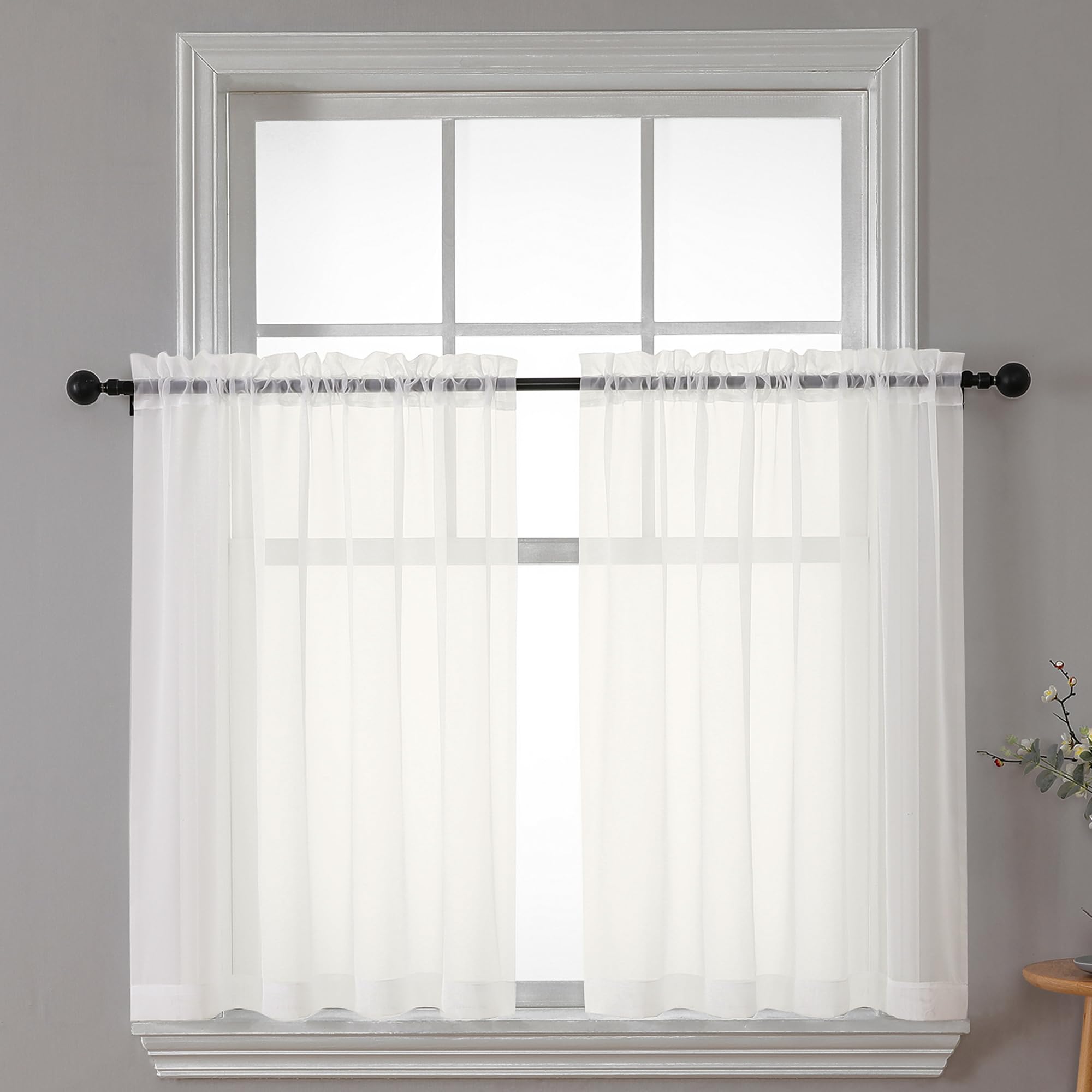 Sheer Curtains Tiers 2 Pieces Set