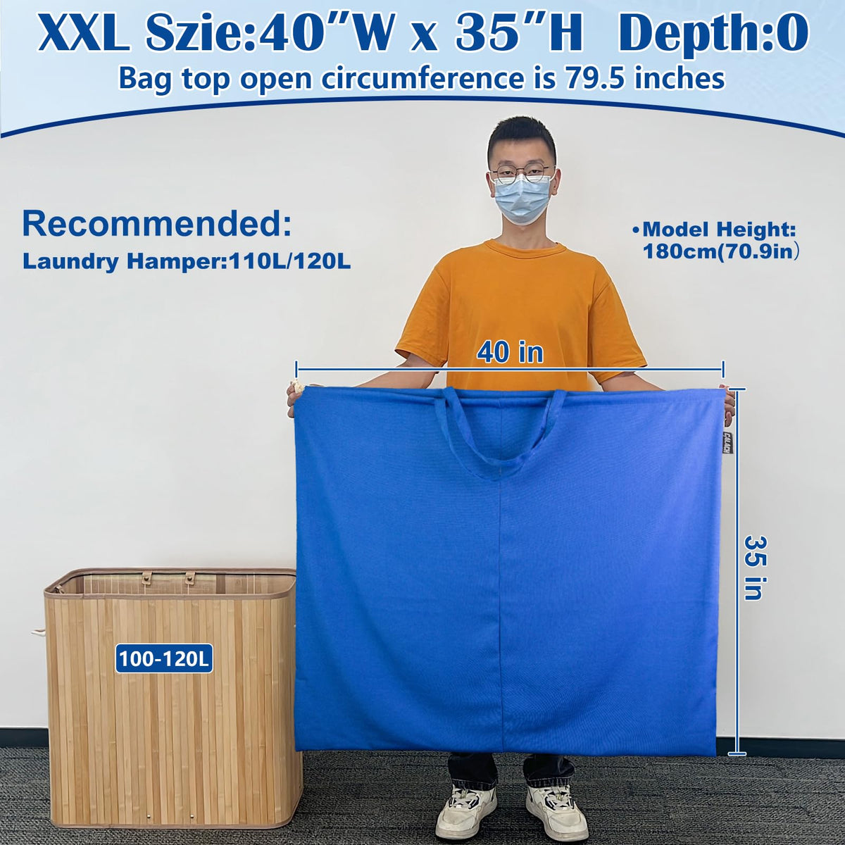 Laundry Bag with Handles & Drawstring Closure