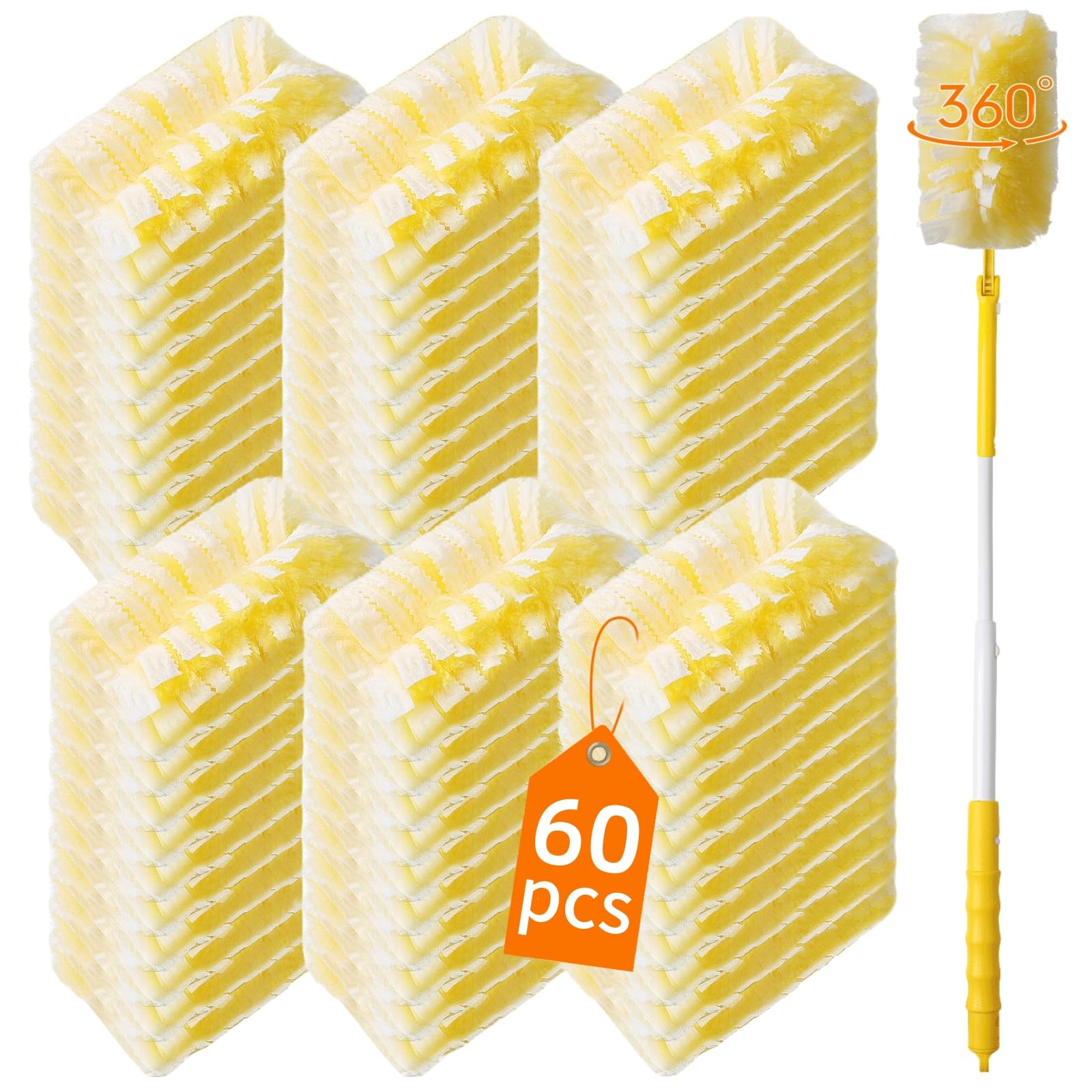 60 Count 360° Heavy Duty Duster Refills Compatible with Swiffer