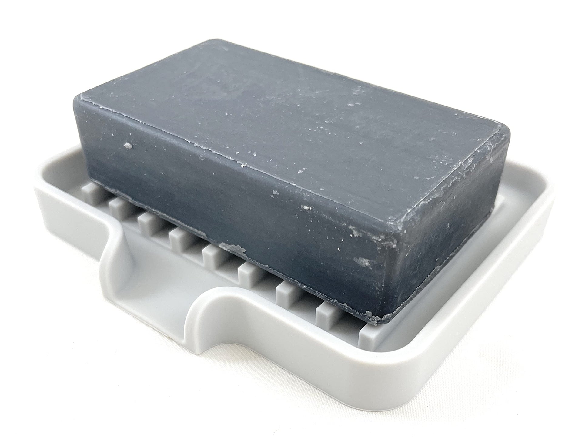 Silicone Soap Dish Tray and Sponge Holder with Drain Chute (2 Count)