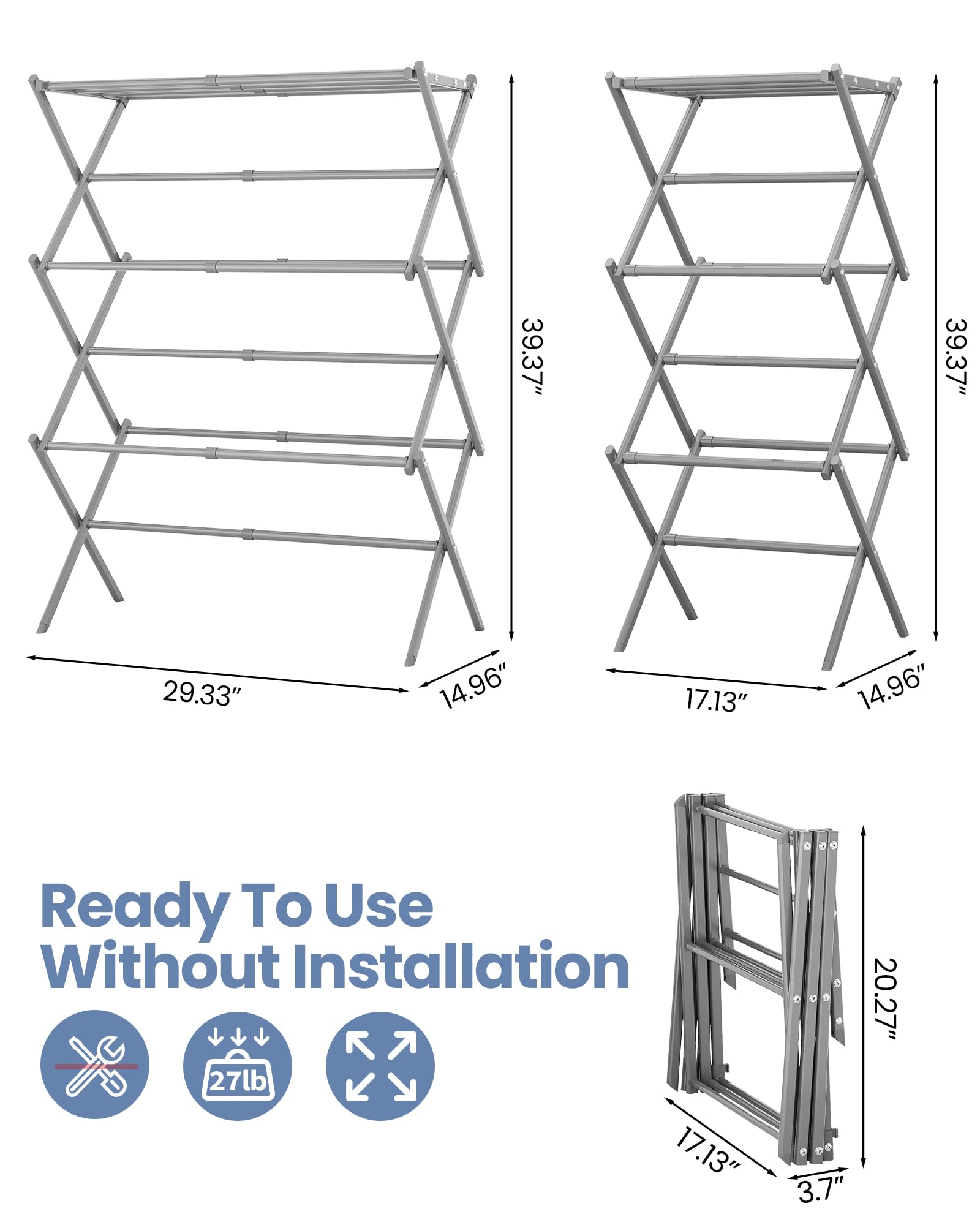 Oversize 3 Tier Clothes Drying Rack
