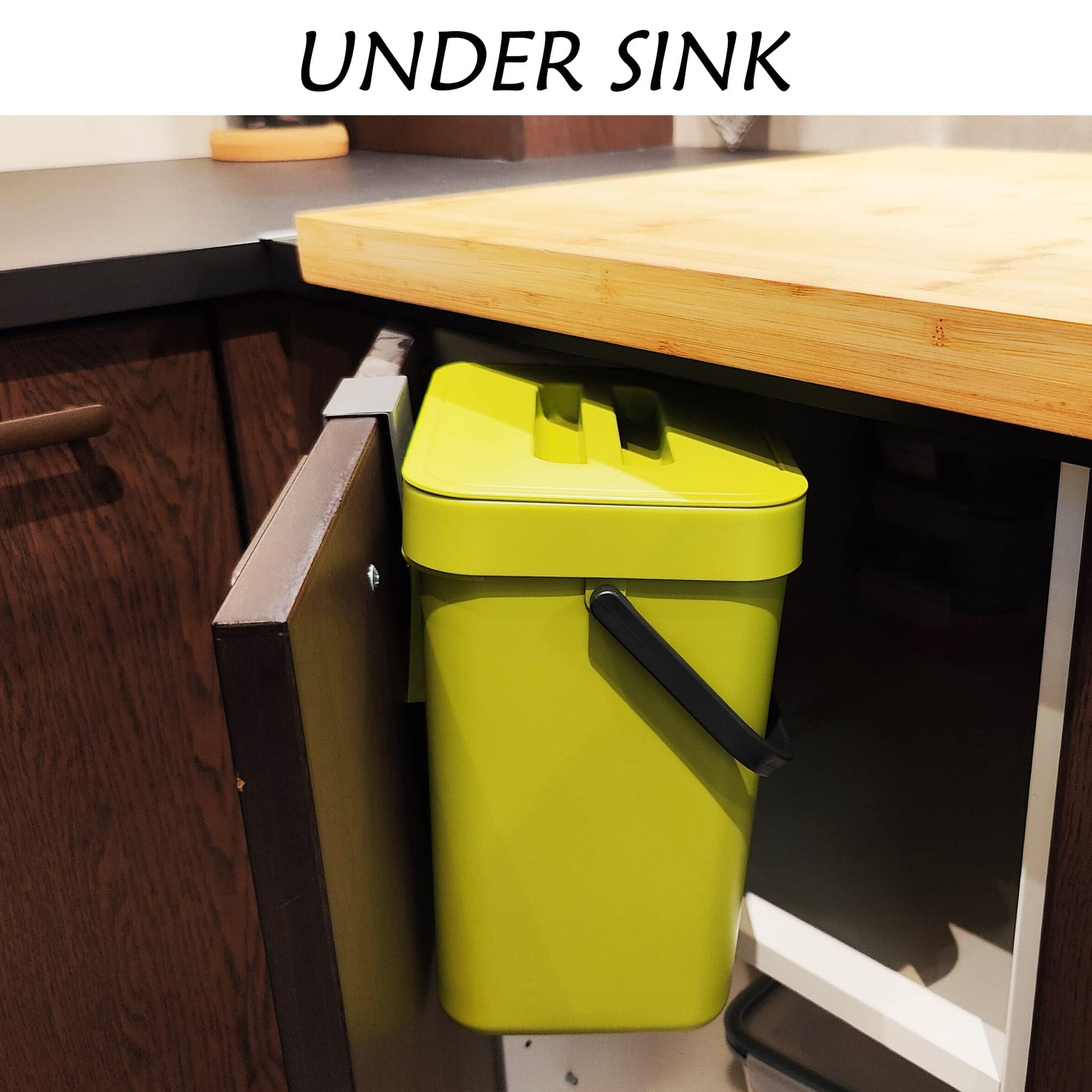 Small Cabinet Door Trash Can with Lid