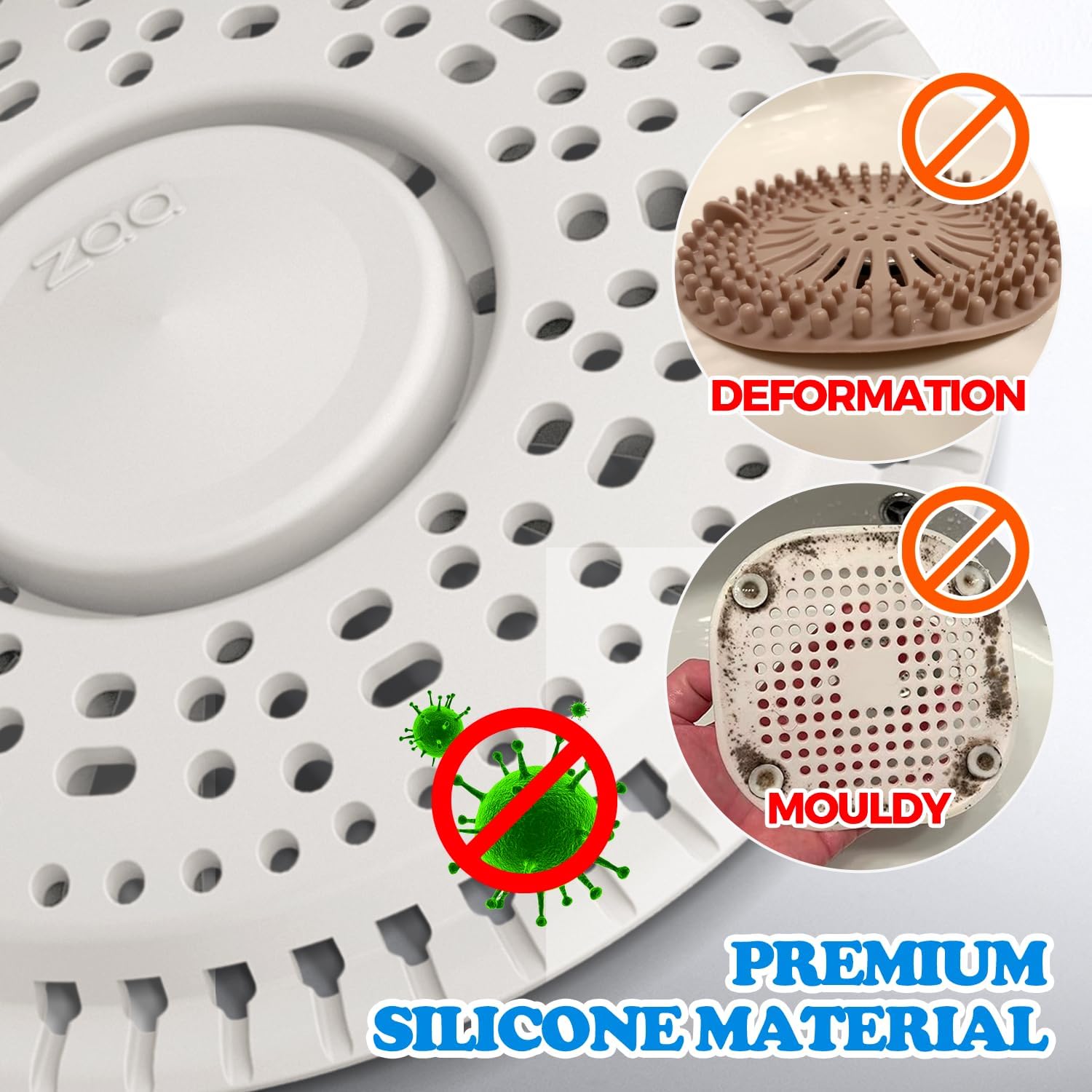 Shower Drain Hair Catcher Silicone Flat Floor Strainer Protector