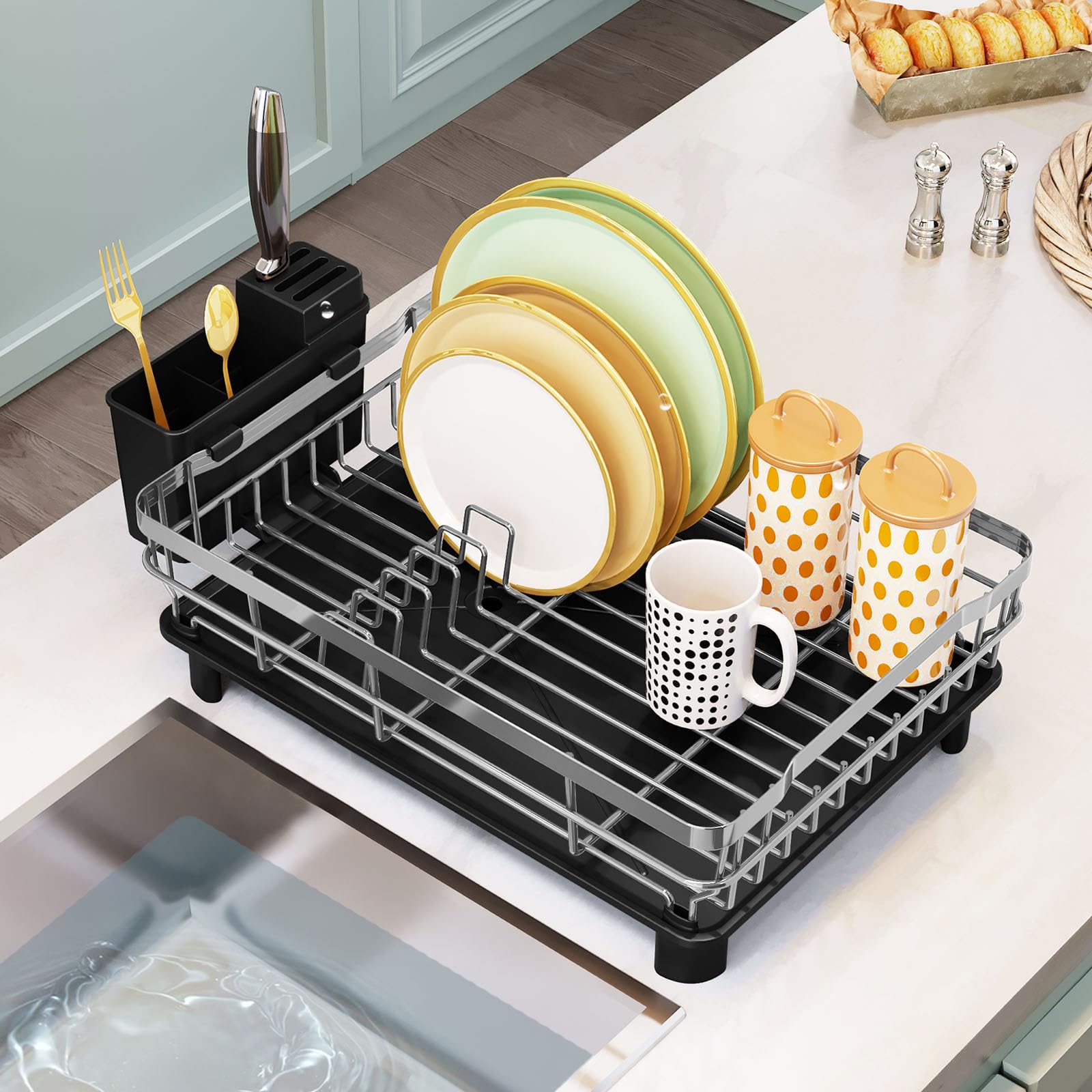 Dish Drying Rack with Drainboard for Kitchen Countertop 1