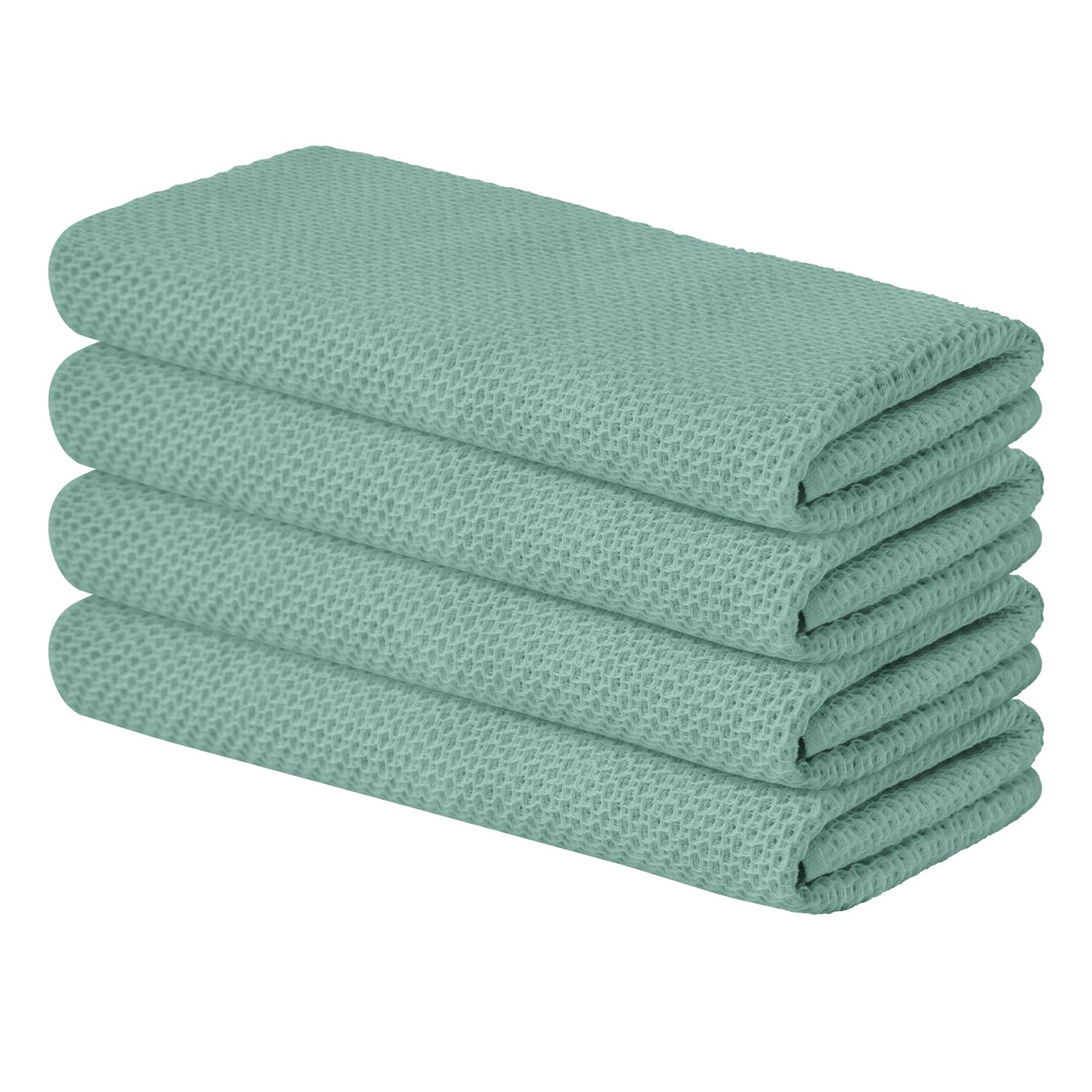 100% Cotton Light Green Waffle Weave Kitchen Dish Cloths (4 Count)