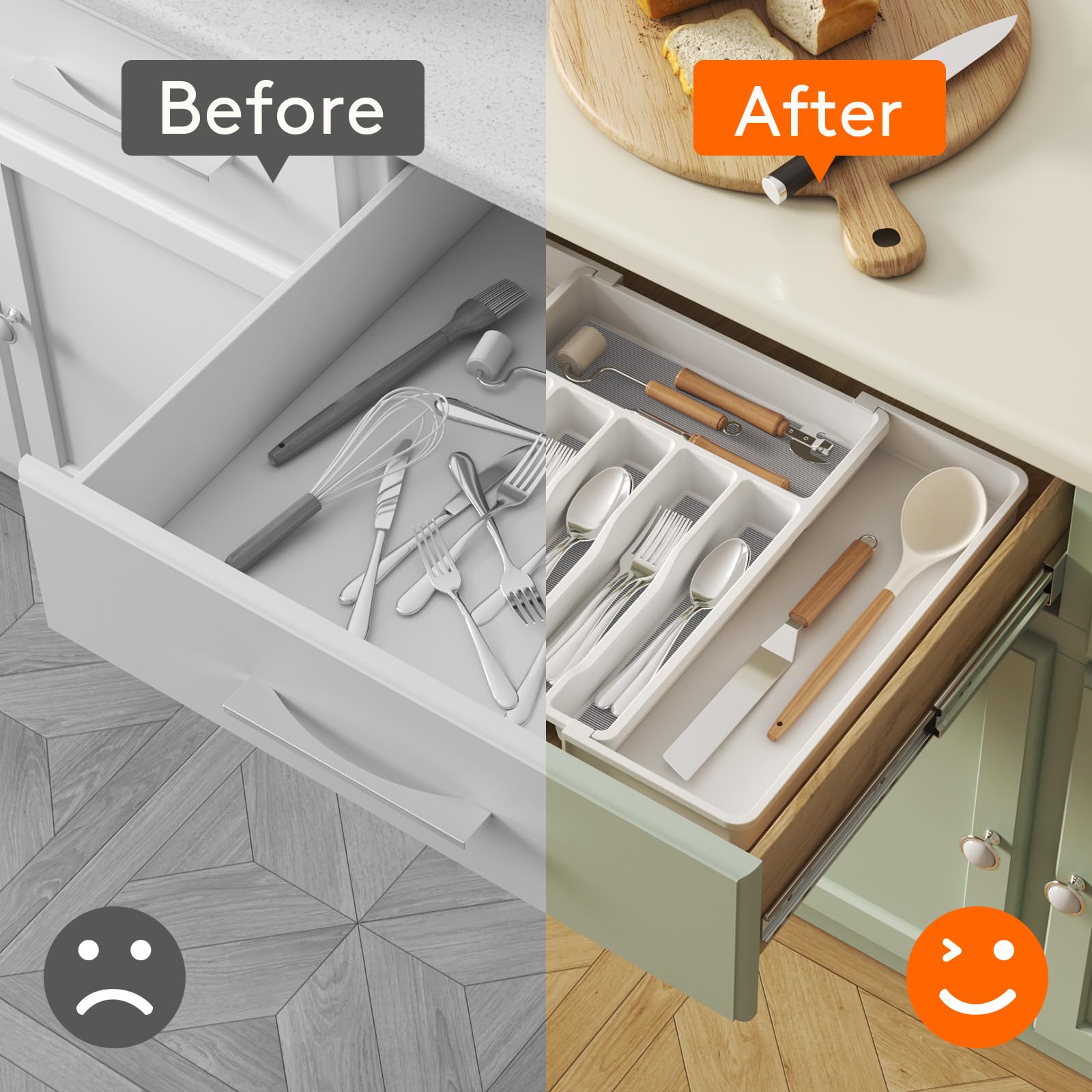 Extra Large Silverware Drawer Organizer