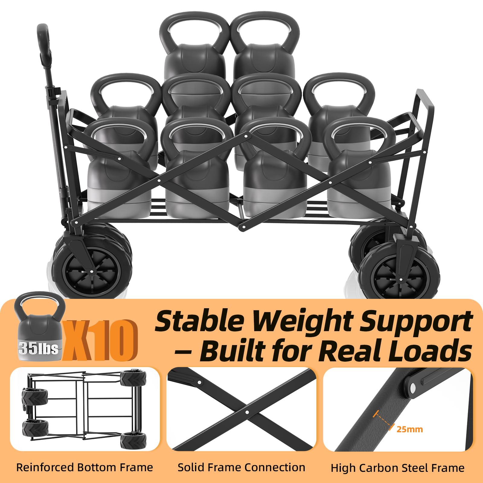 Heavy Duty 350 Lbs Capacity Collapsible Wagon