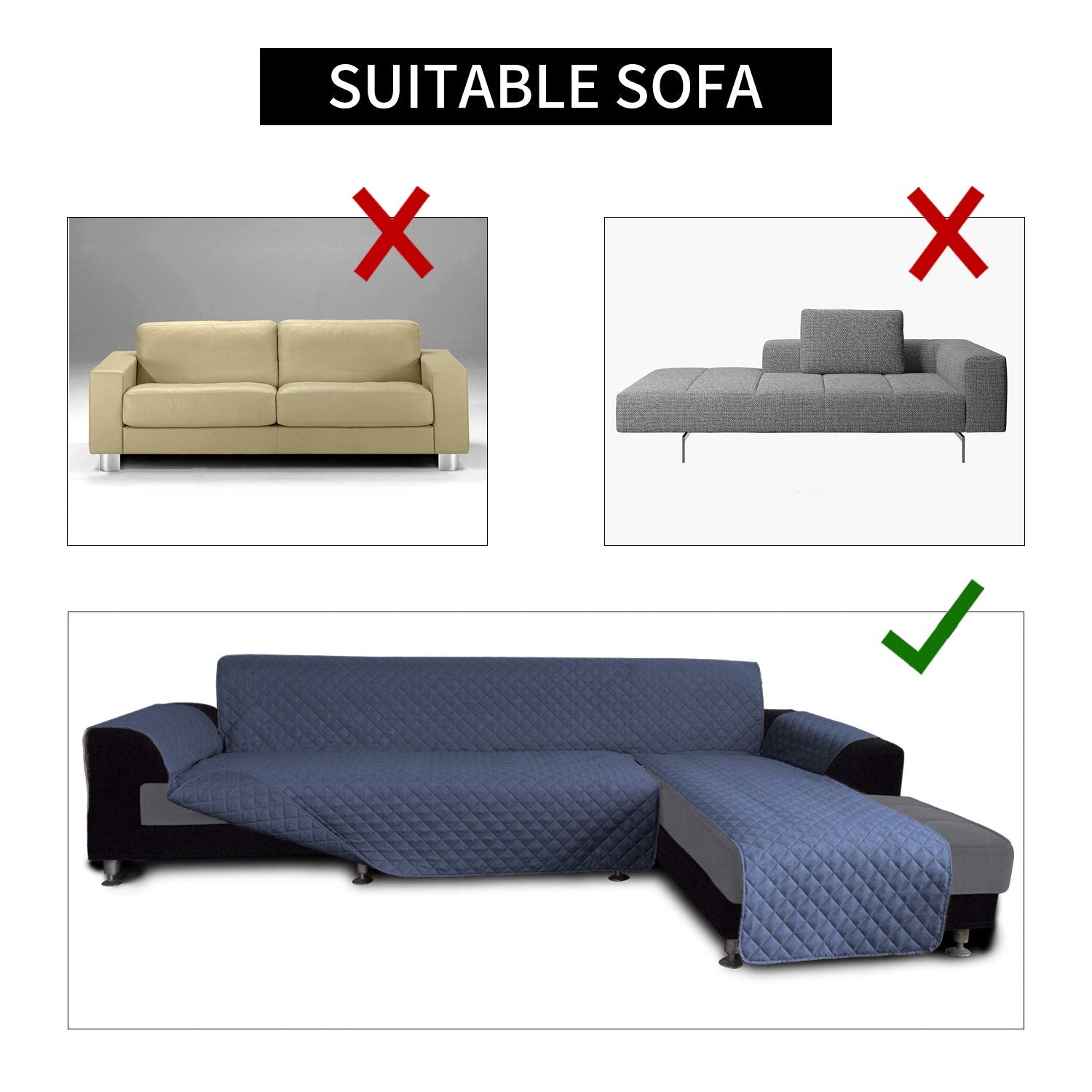 Reversible L Shape Sectional Couch Cover