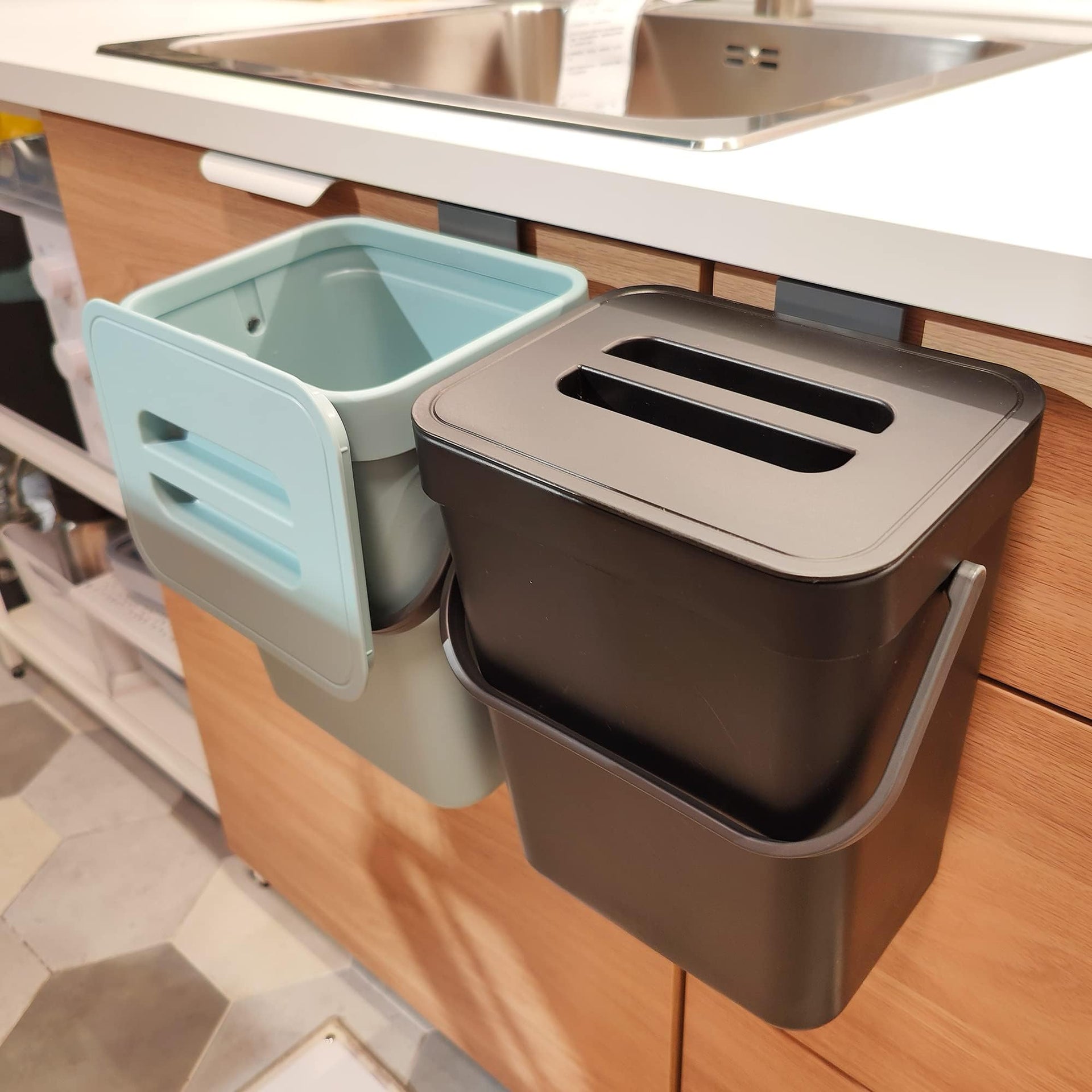 Kitchen Compost Bin 1.3 Gal Hanging Under Sink Trash Can