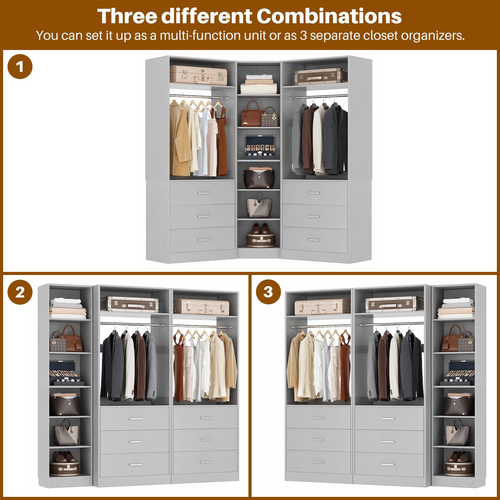 Closet System with 6 Drawers & 10 Shelves