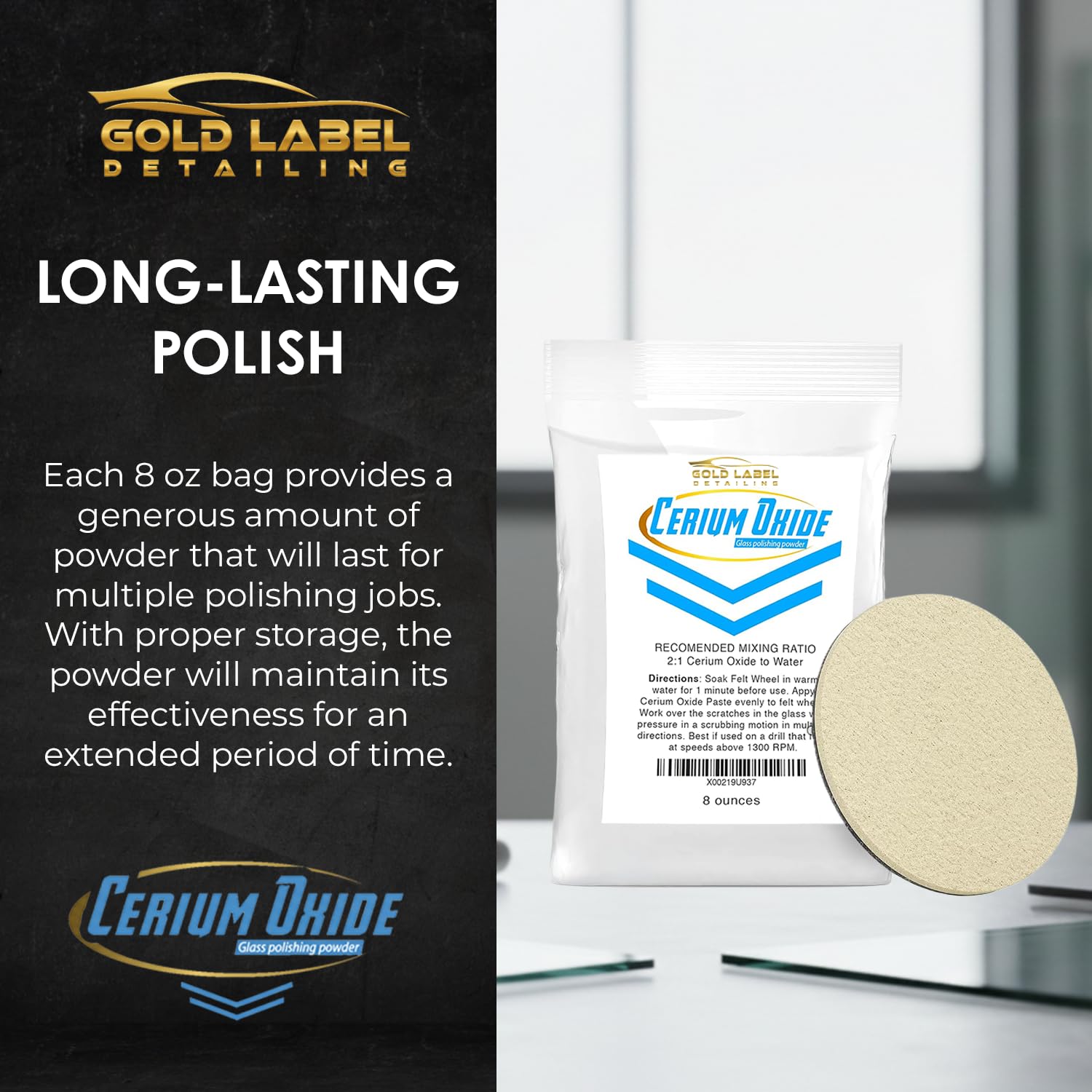 Optical Grade Cerium Oxide 8oz Glass Repair Powder (8 Ounce)