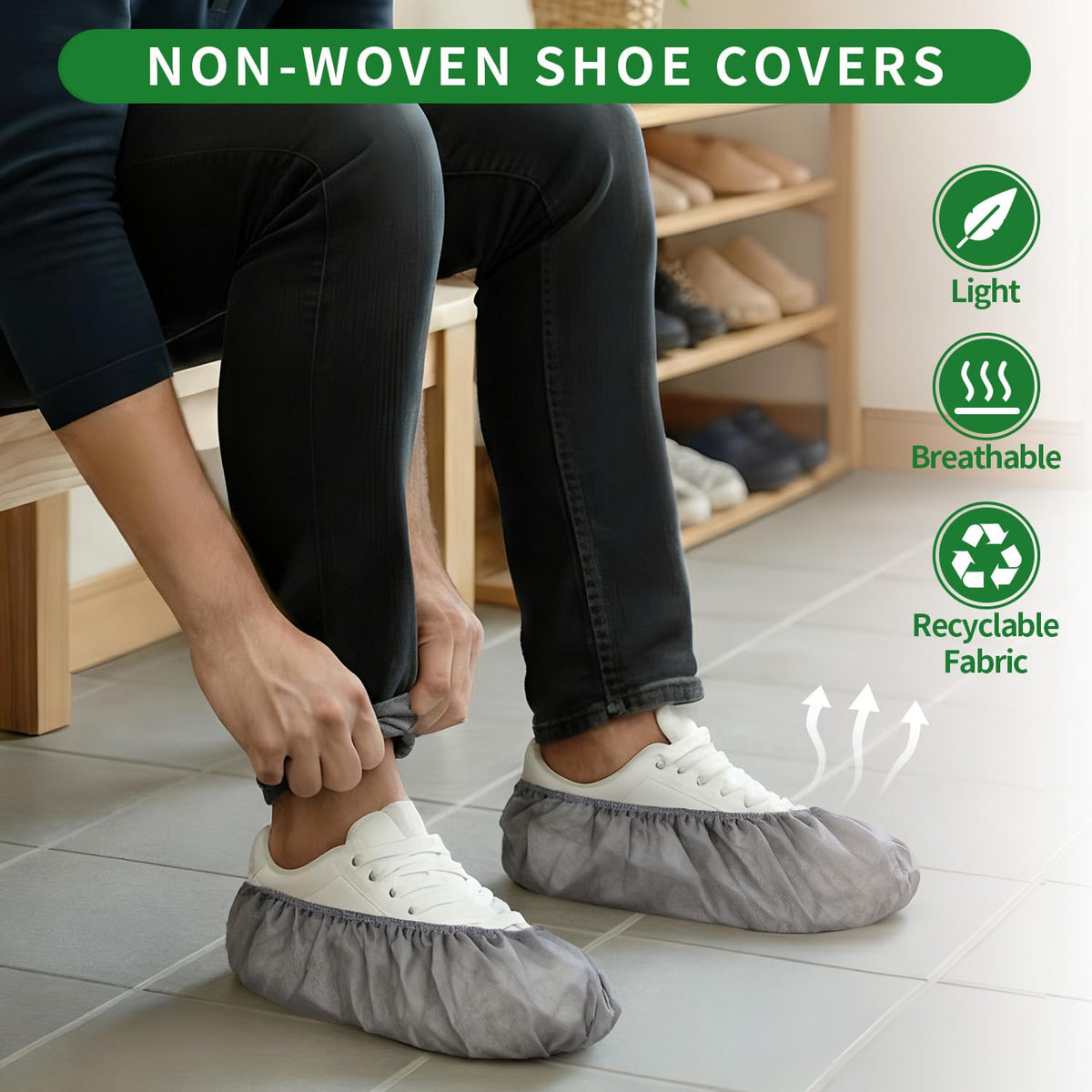 50/100/200 Pack Non-Woven Shoe Covers Disposable for Indoors