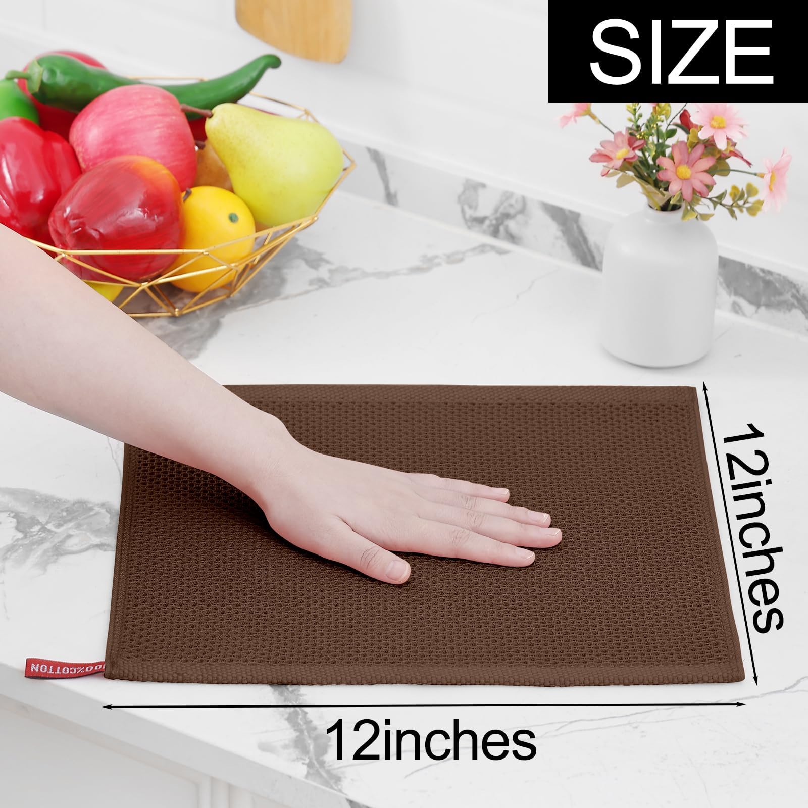 100% Cotton Waffle Weave Kitchen Dish Cloths 18 (18 Count)