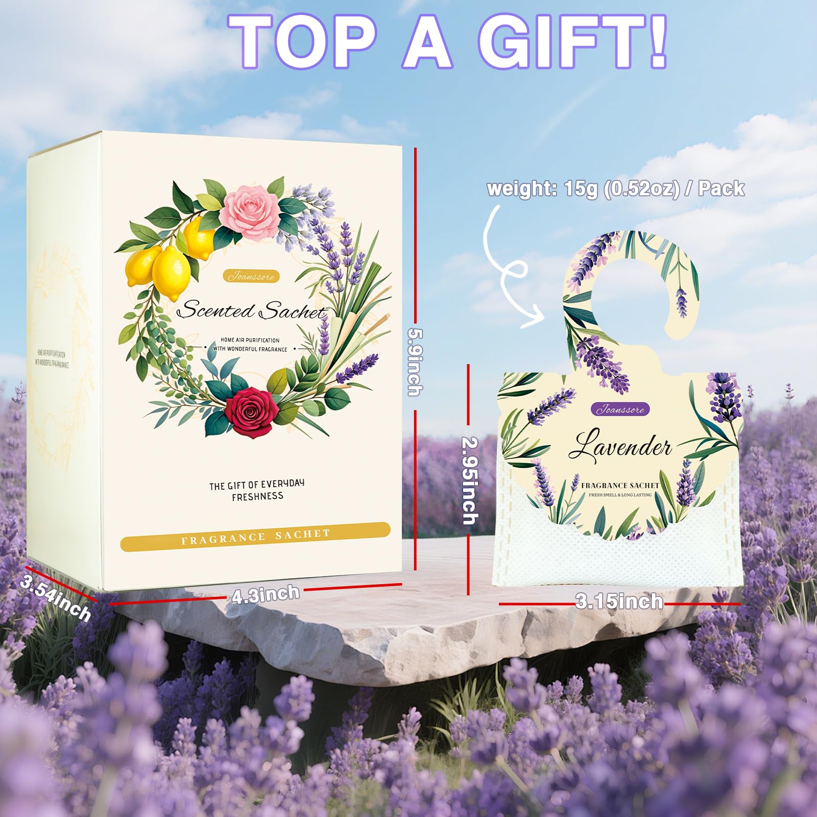 15 Packs Lavender Scented Sachets Bag for Drawers and Closets (15 Count)