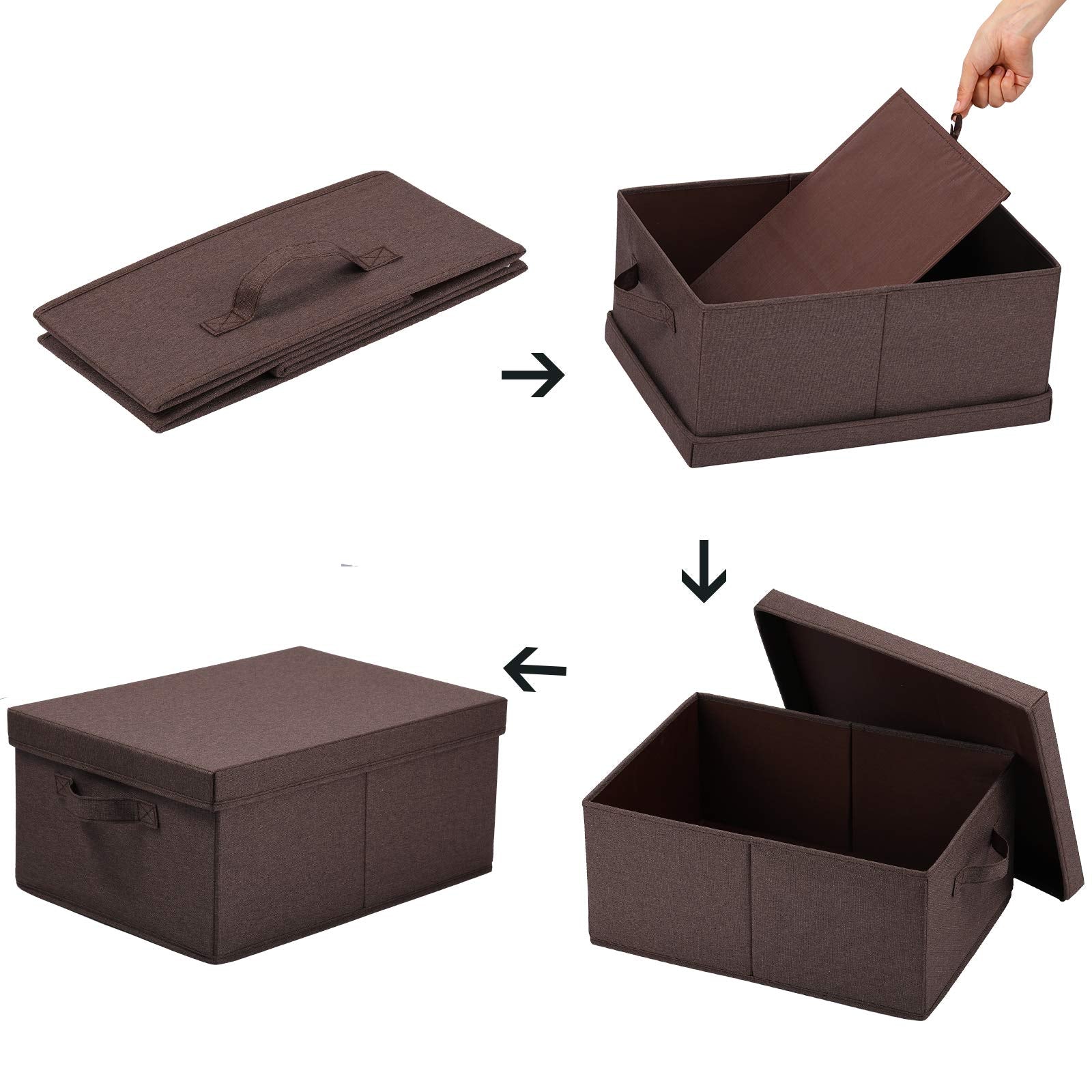 Linen Foldable Storage Bins with Lids (2 Count)